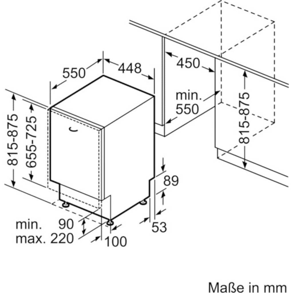 BOSCH vollintegrierbarer Geschirrspüler »SPV2IKX10E«, Serie 2, SPV2IKX10E, 9 Maßgedecke