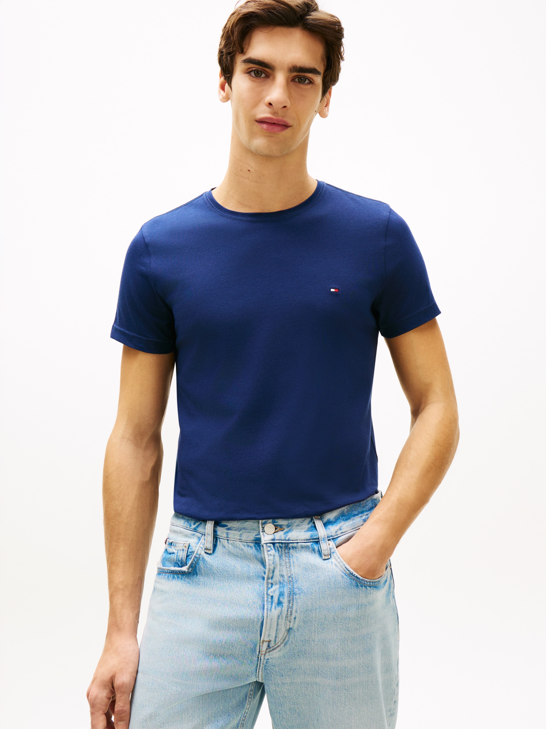 Tommy Hilfiger T-Shirt "STRETCH SLIM FIT" unifarben, casual, slim fit, Baum günstig online kaufen