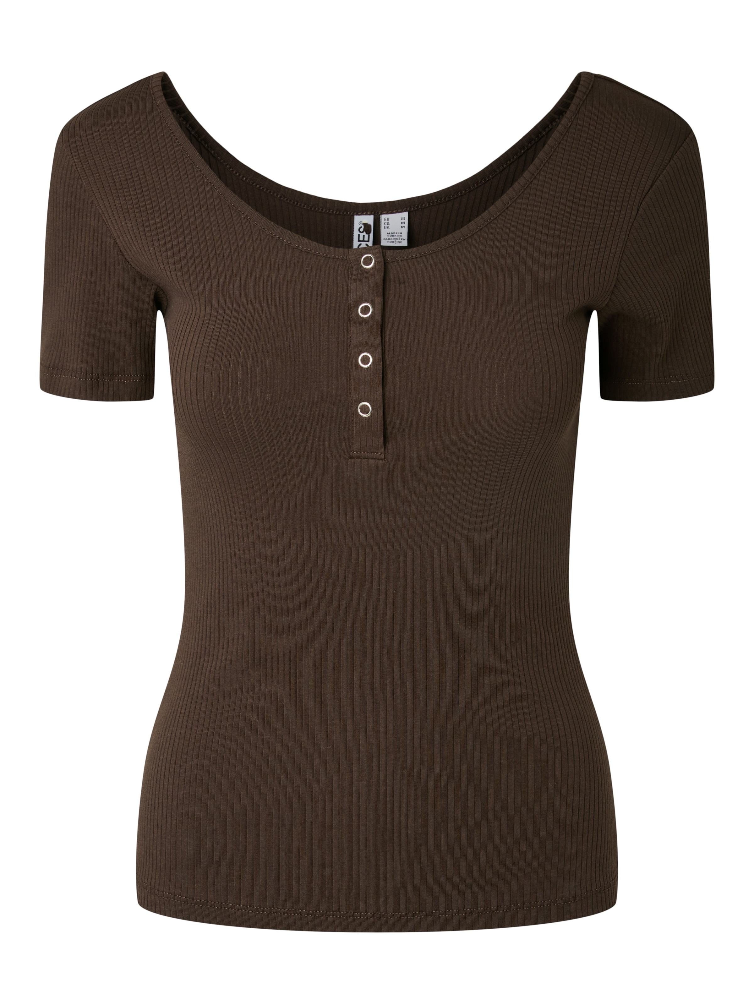 pieces Kurzarmshirt »PCKITTE SS TOP NOOS BC« Baumwollmischung, slim fit
