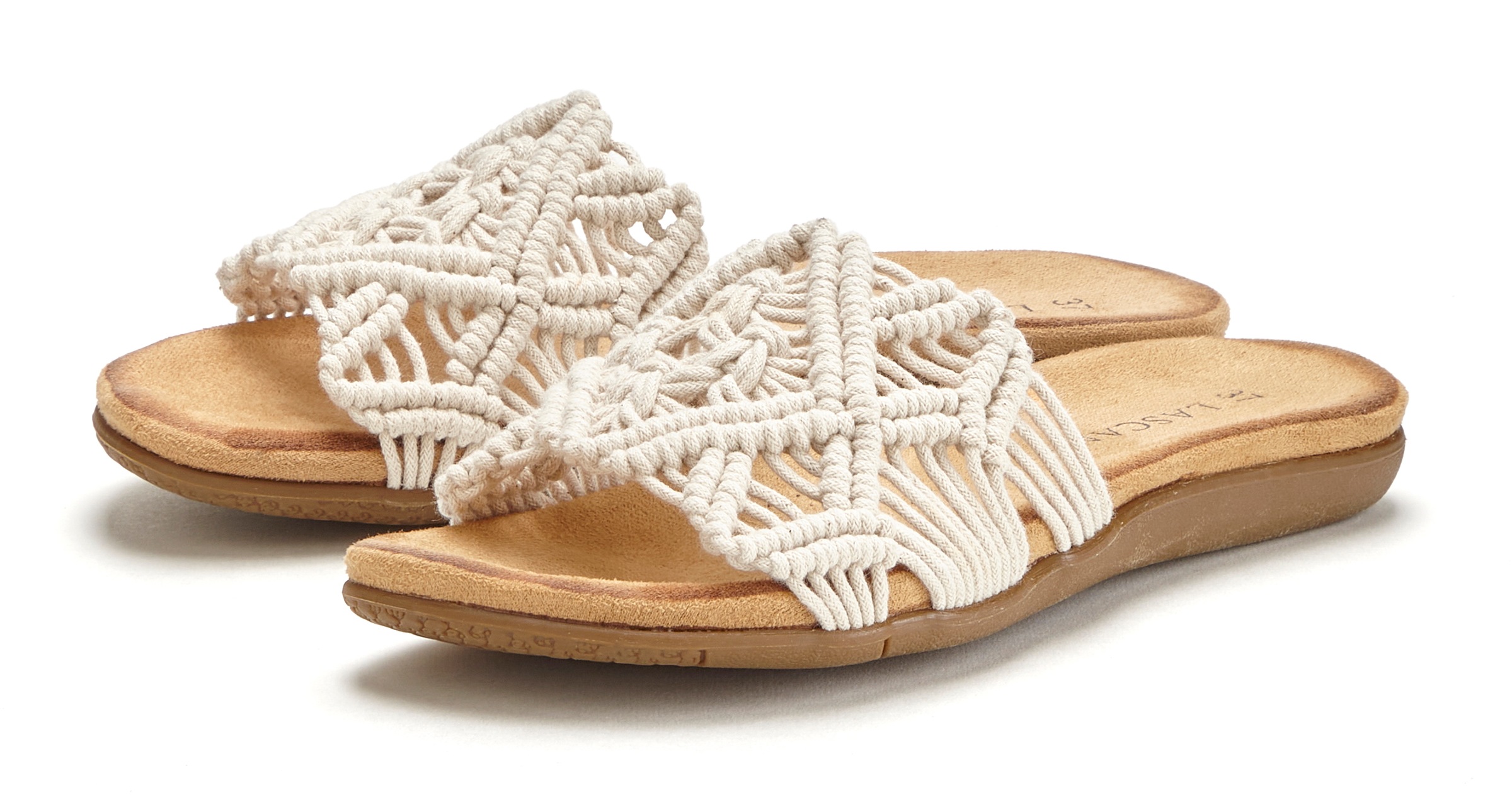 LASCANA Pantolette "Sommerschuh, offener Schuh, Mule, Sandale," mit modischem Häkelmuster VEGAN