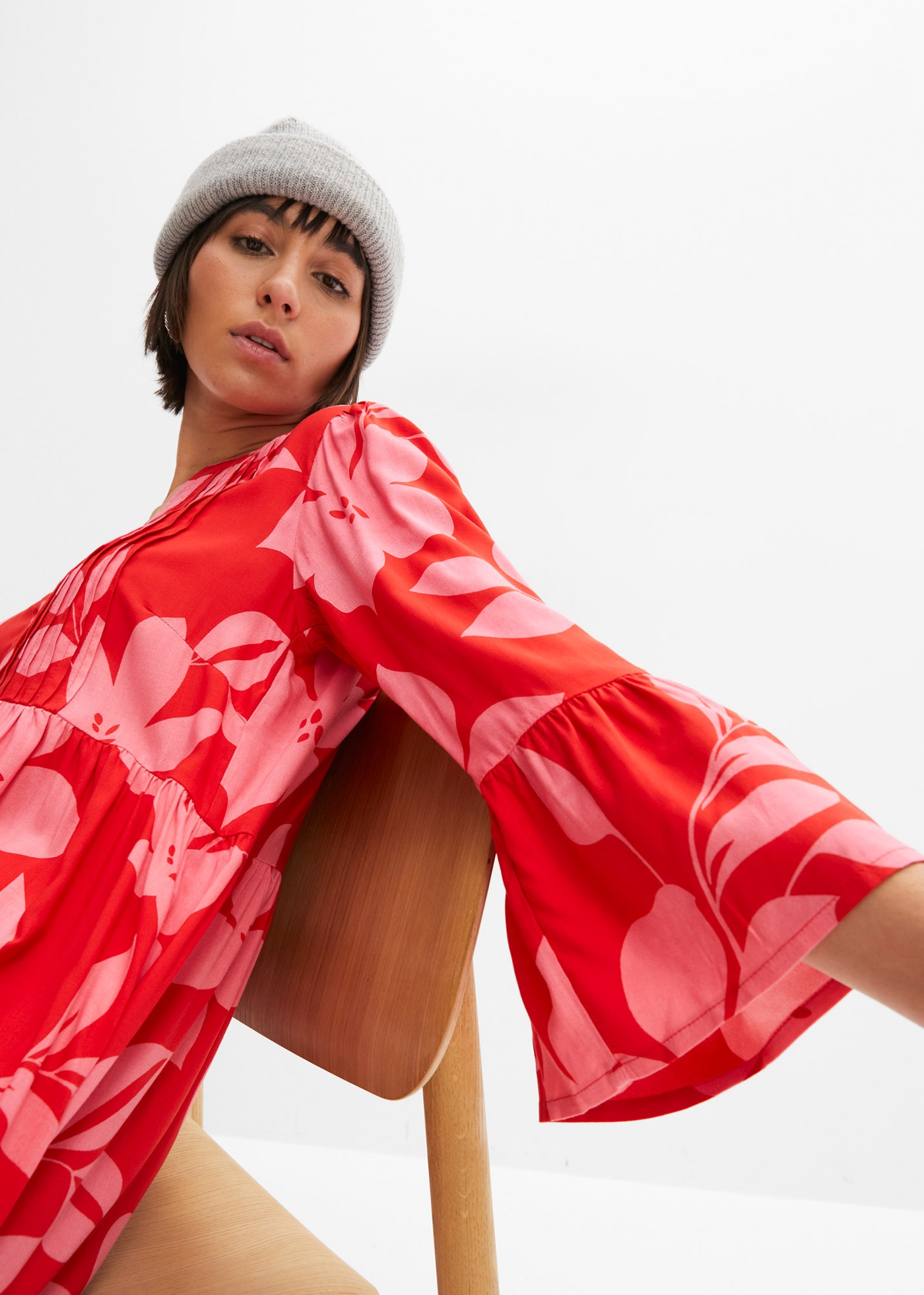 Thumbnail - bonprix Maxikleid "Maxikleid aus fließender Viskose" für modischen Auftritt, aus Viskose, A-Linie, 3/4-Ärmel