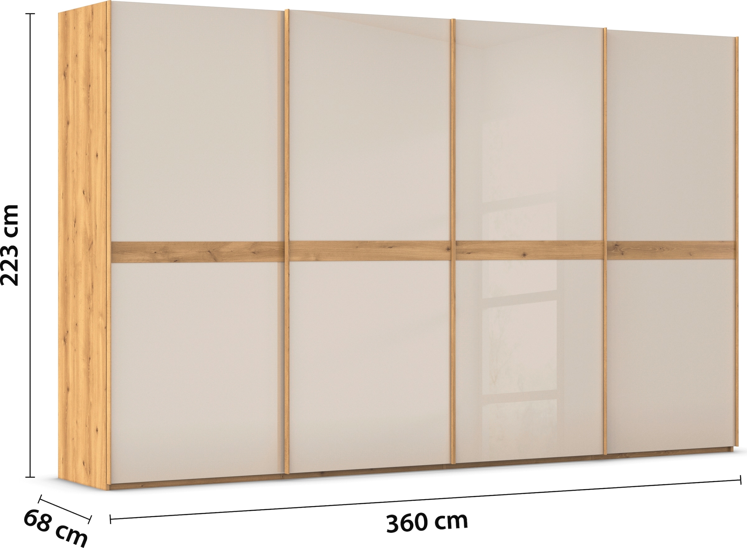rauch Schwebetürenschrank »Kleiderschrank Schrank Garderobe Schlafzimmerschrank SCALE-LINE«, edle Optik mit Bauchbinde in Korpusfarbe mit Glasfront MADE IN GERMANY