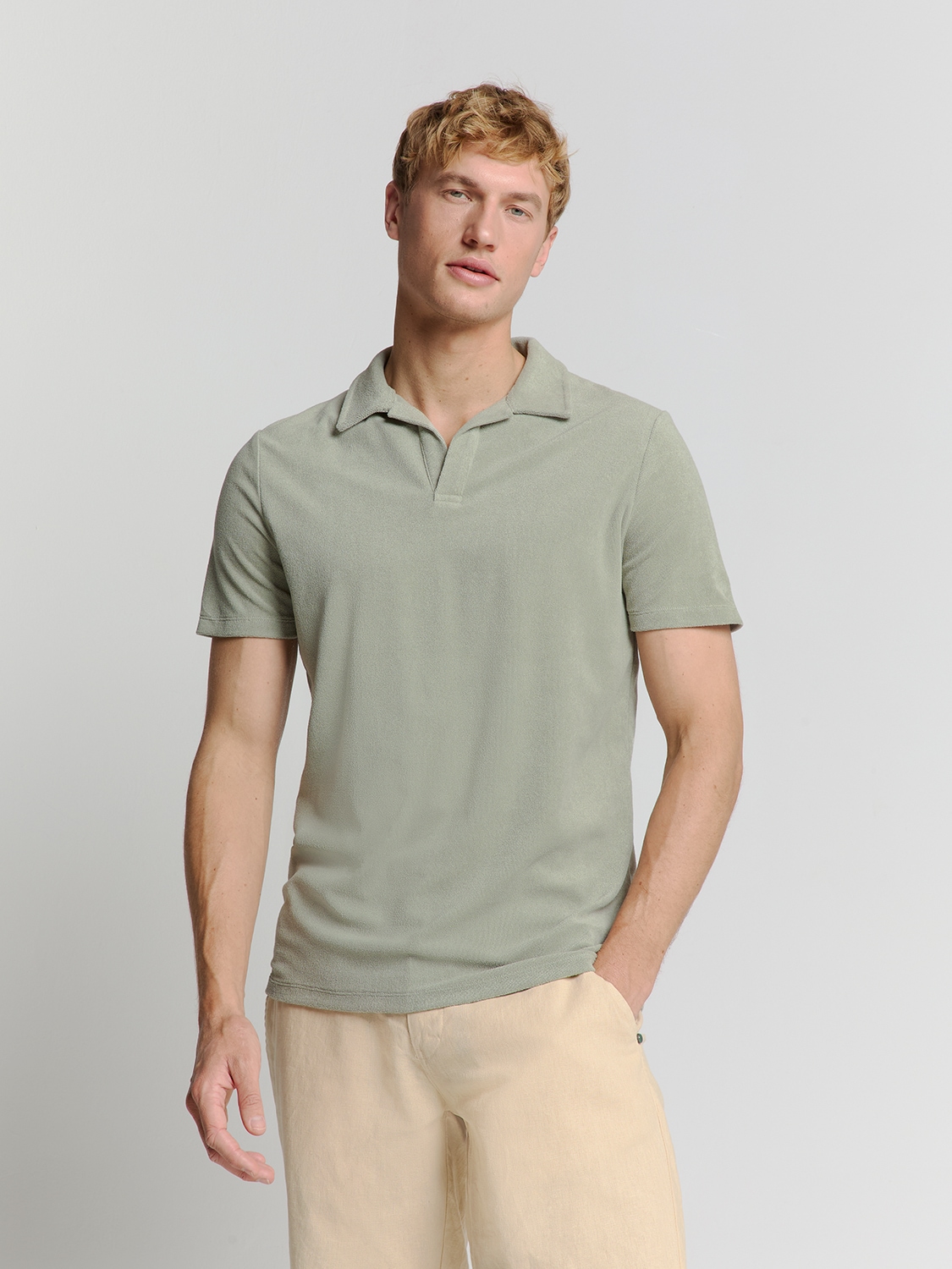 NO EXCESS T-Shirt "No Excess Poloshirt aus Frottee-Strick" günstig online kaufen
