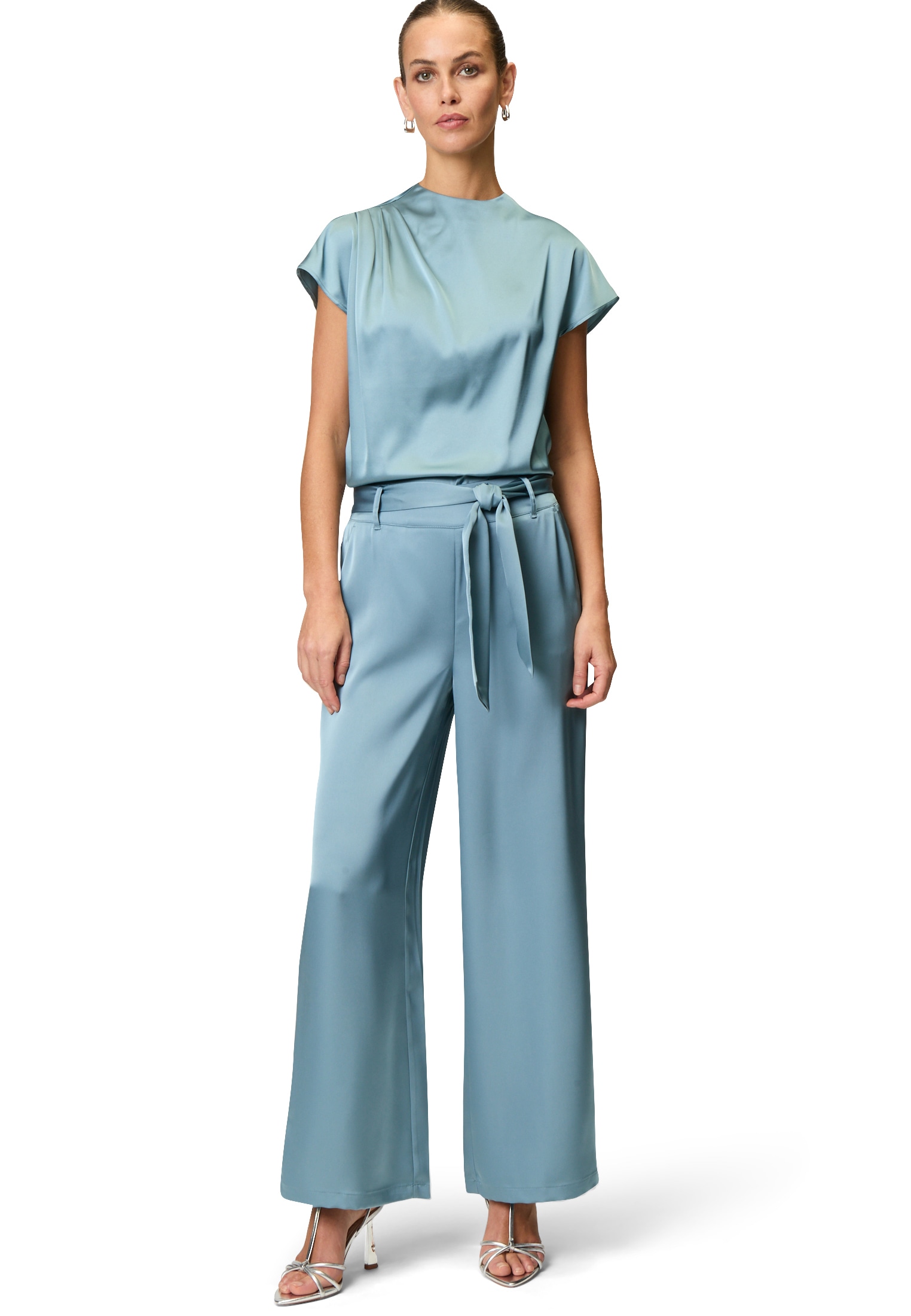 Zero Stoffhose »zero Satin-Hose mit Bindegürtel 30 Inch«, Bindedetail