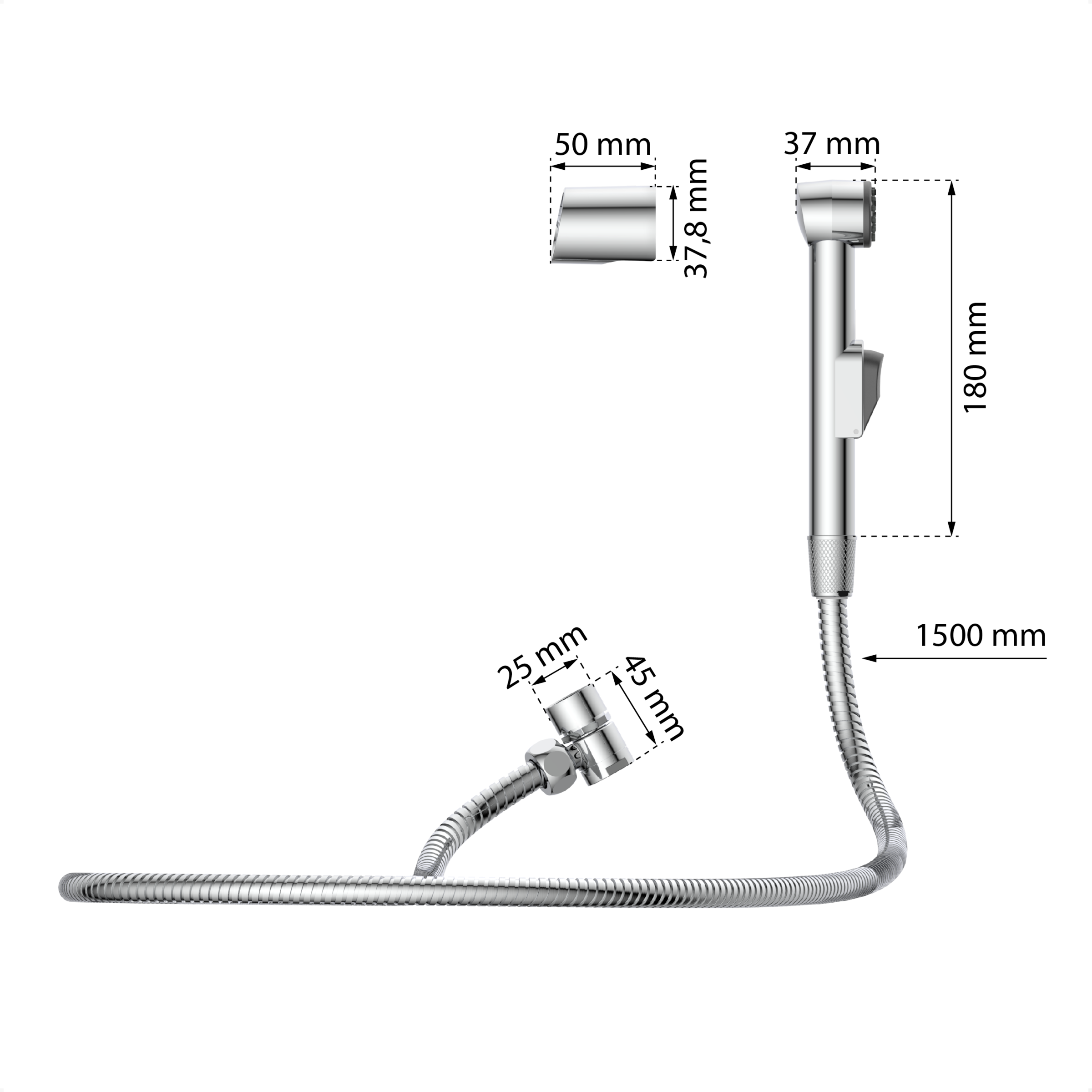 Eisl Brausegarnitur, Kunststoff-Brauseschlauch mit Handbrausehalter