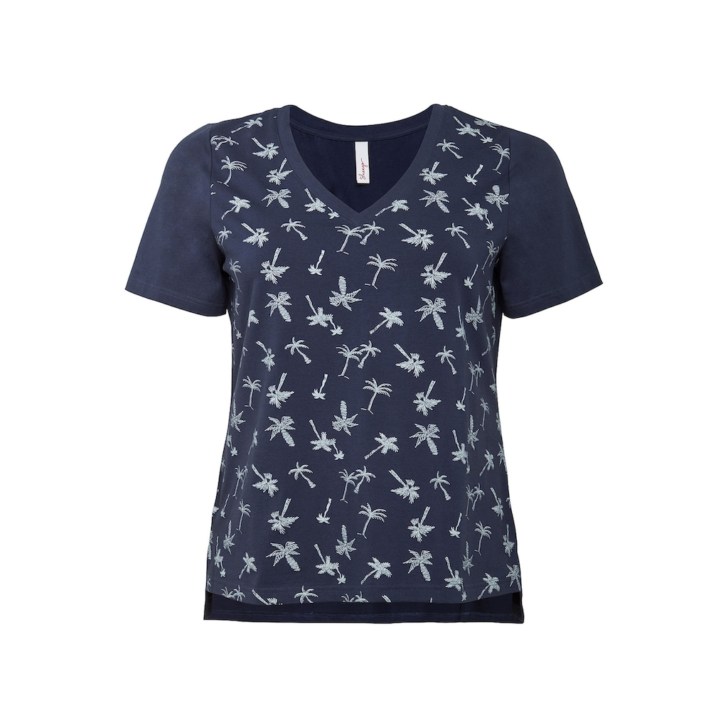 Sheego T-Shirt »Große Größen« mit tiefem V-Ausschnitt und Palmenprint vorn XV10558