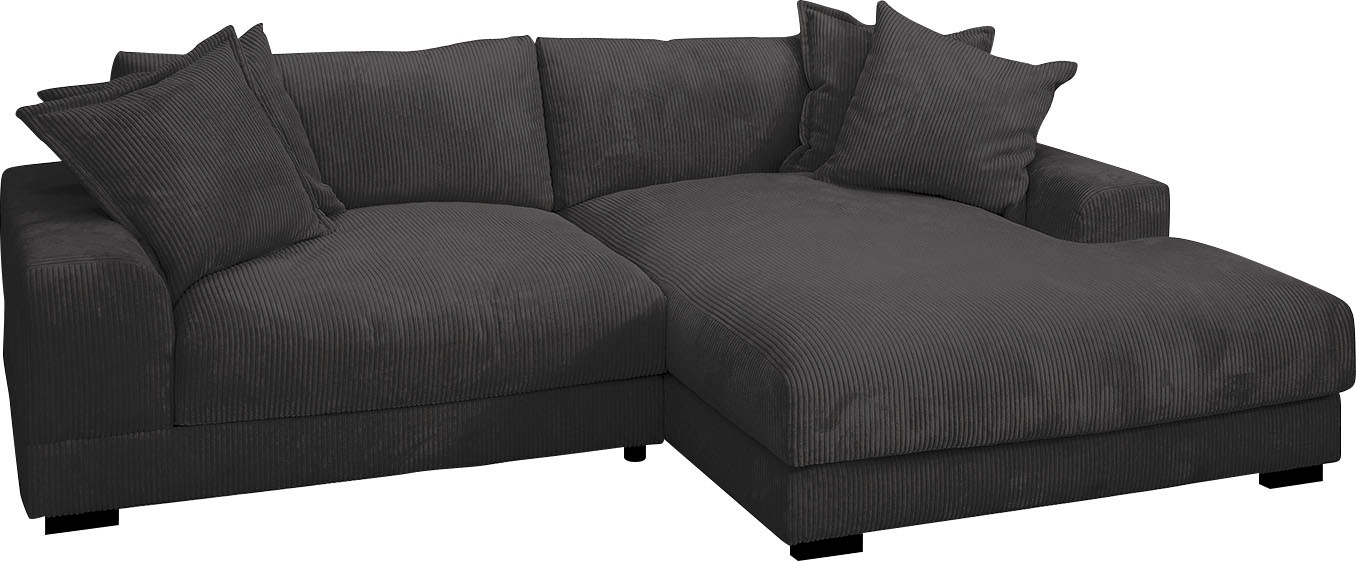 TRENDMANUFAKTUR Ecksofa »Zinal, aktuelles Design, mit 4 Zierkissen,«, mit extra softem Sitz, in trendiger Breitcord-Optik, L-Form