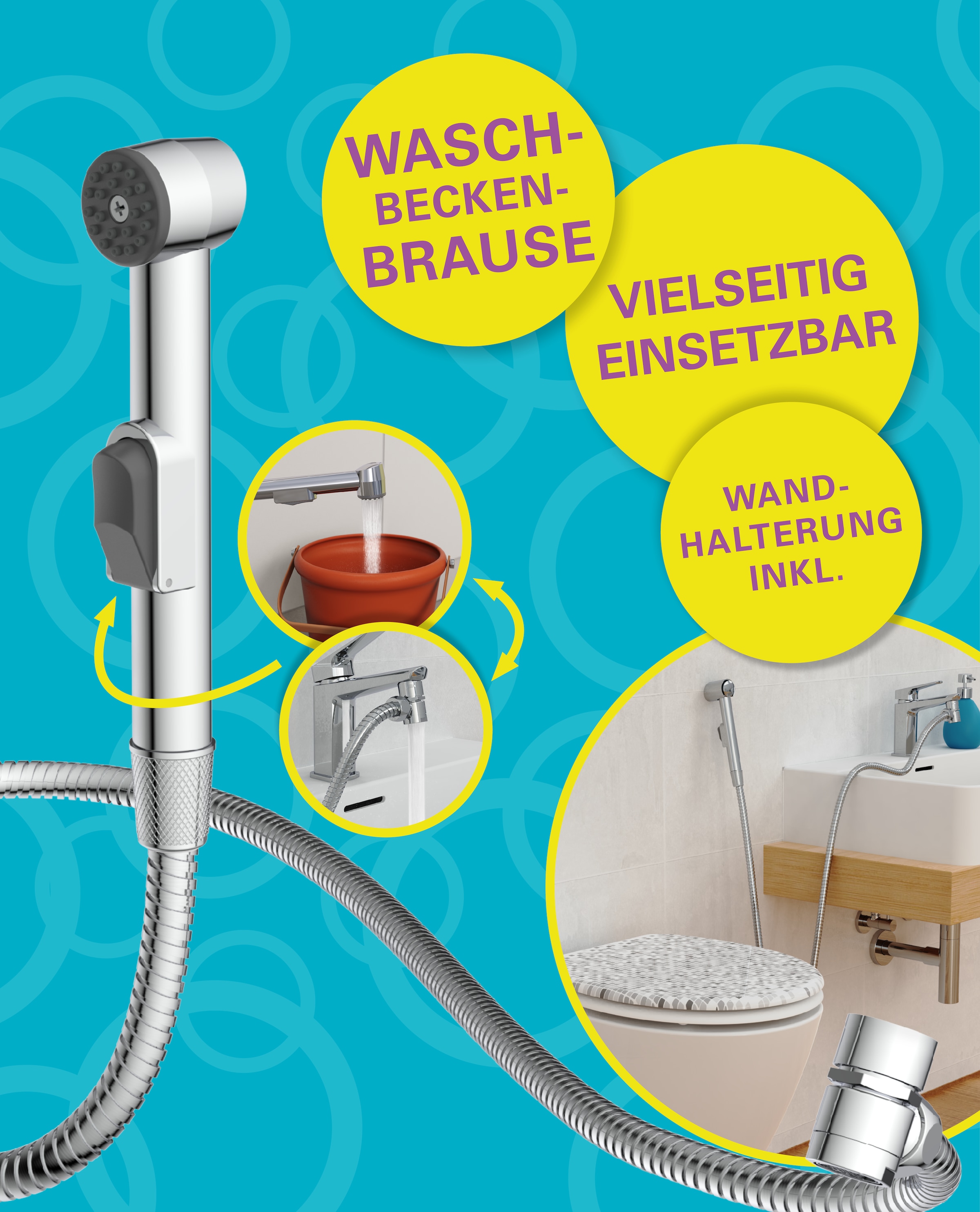 Eisl Brausegarnitur, Kunststoff-Brauseschlauch mit Handbrausehalter