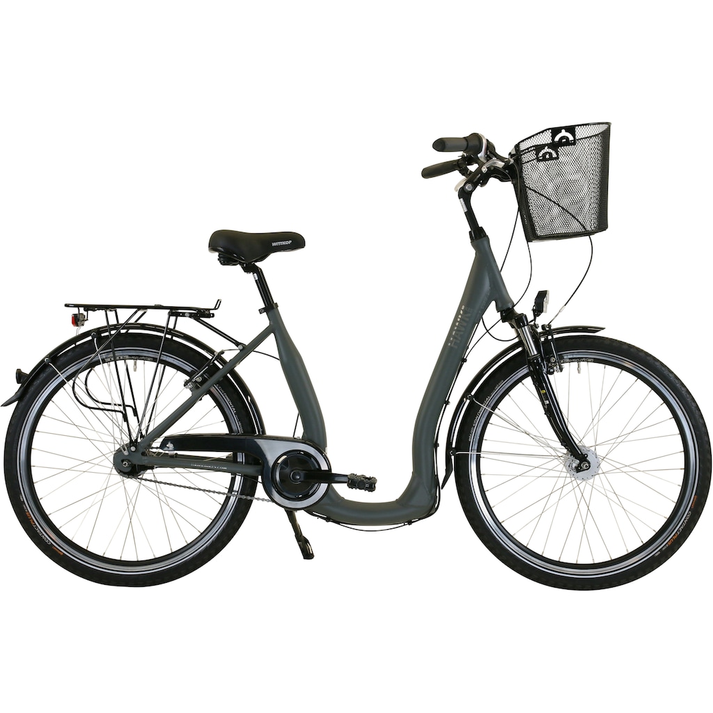 HAWK Bikes Cityrad »HAWK City Comfort Deluxe Plus Grey«, 7 Gang, Shimano, Nexus Schaltwerk