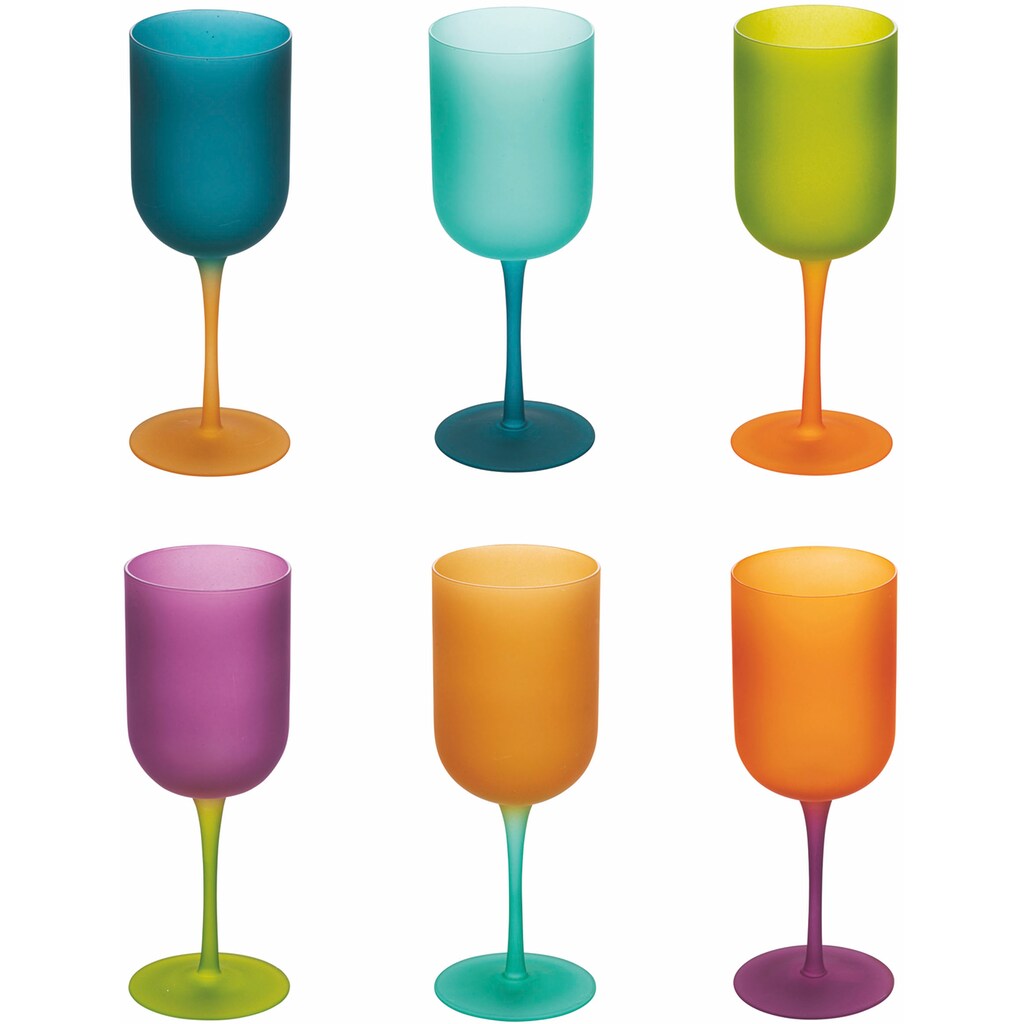 Villa d'Este Weinglas »Color Shock«, (Set, 6 tlg.), Gläser-Set, 6-teilig, Inhalt 450 ml