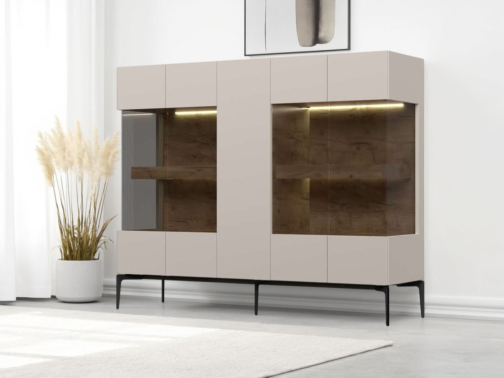 OTTO home Highboard "Sky45 Kommode mit Glastüren, Höhe 142 cm" Vitrine, Lac günstig online kaufen