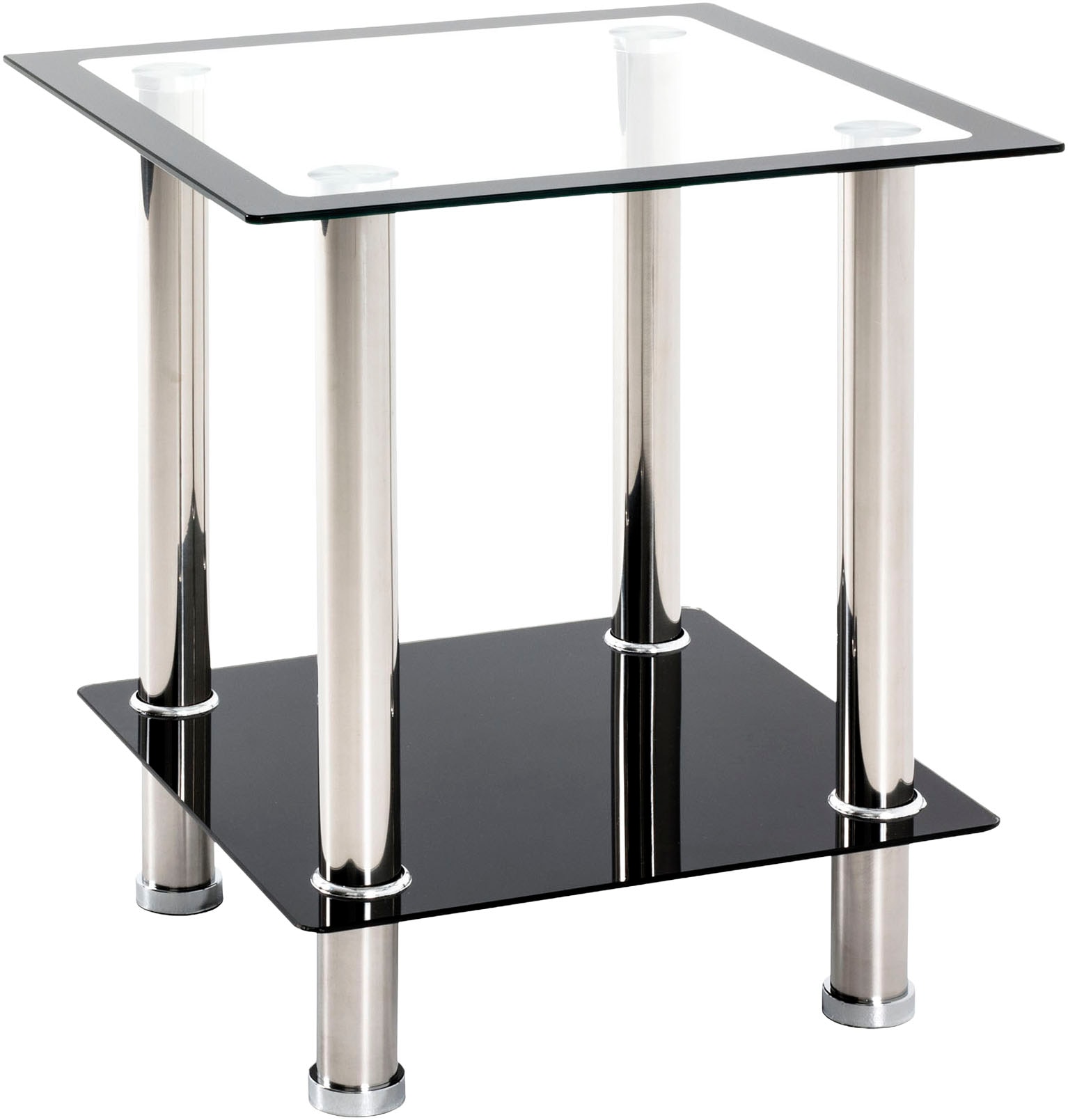 HAKU Beistelltisch "Sofatisch, Wohnzimmertisch" 1 Stk. tlg. quadratisch - aus Edelstahl Silber B/T/H 40/40/46 cm