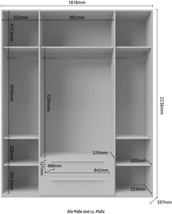 Places of Style Kleiderschrank »Piano, UV lackiert, hochglänzend in beige oder weiß, FSC-zertifiziert«, (Made in Europe), in vielen Breiten, Höhe 224cm, mit Soft-Close Funktion, 2 Schubladen