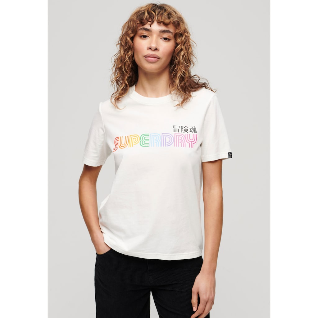 Superdry Kurzarmshirt »RAINBOW LOGO RELAXED T SHIRT«