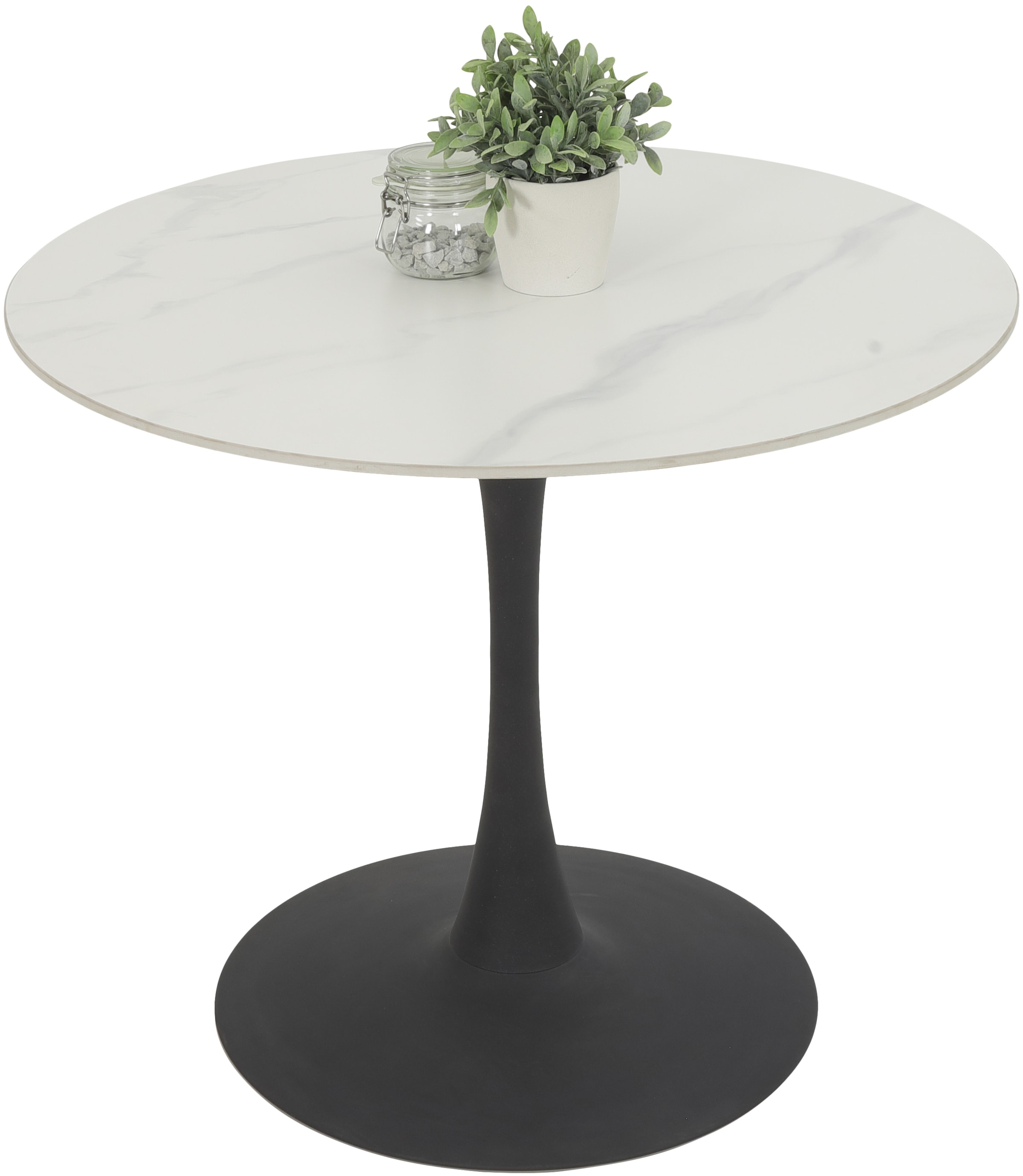 HELA Essgruppe »MOSEL«, (3 tlg.), Tisch 90x75 cm, Platte rund, gesinterter Stein, Armlehnenstuhl