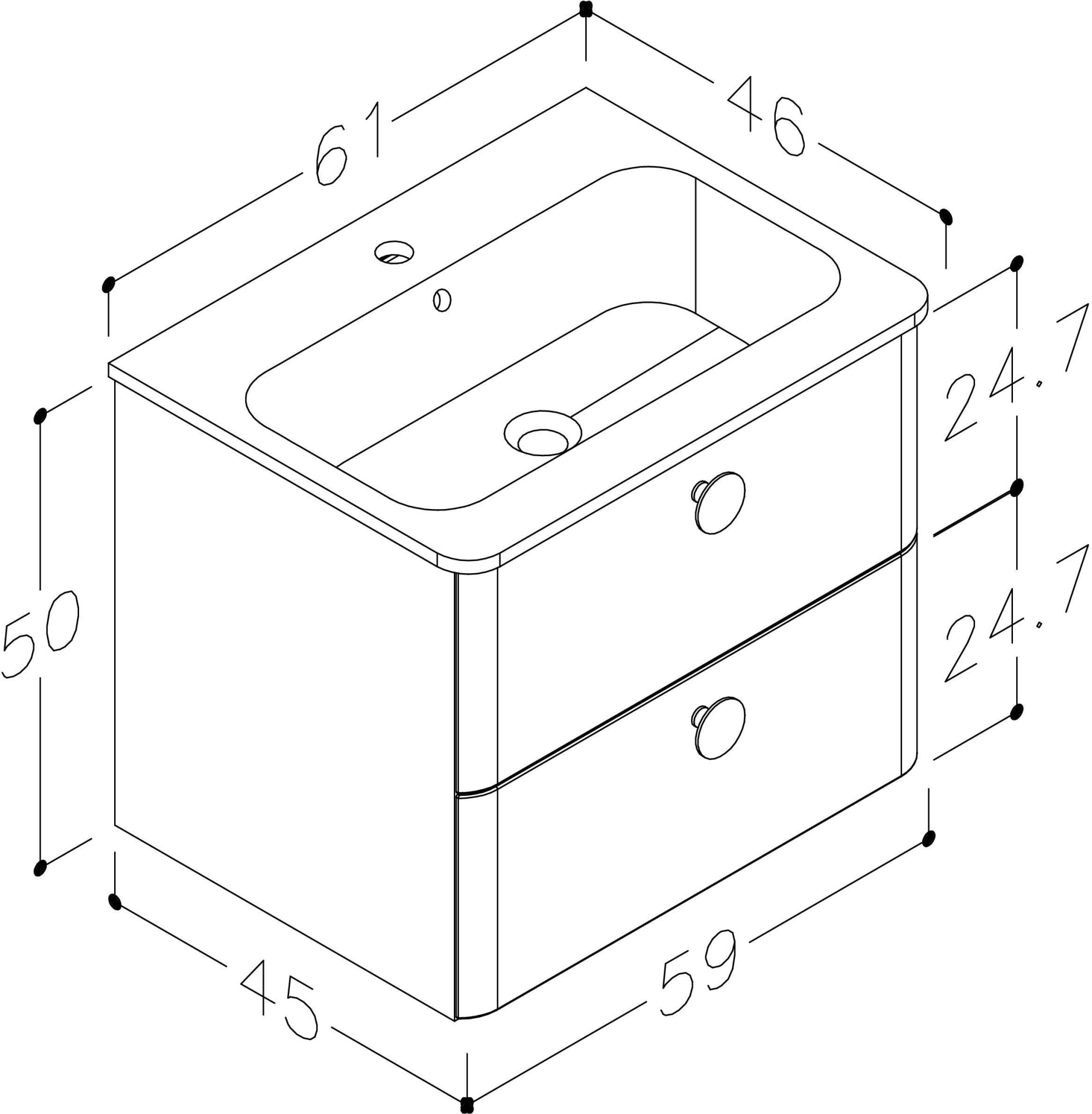 welltime Waschtisch »Round« FSC®-zertifiziert, (2 Breiten: 61/81 cm H/T ca .51,8/45cm)