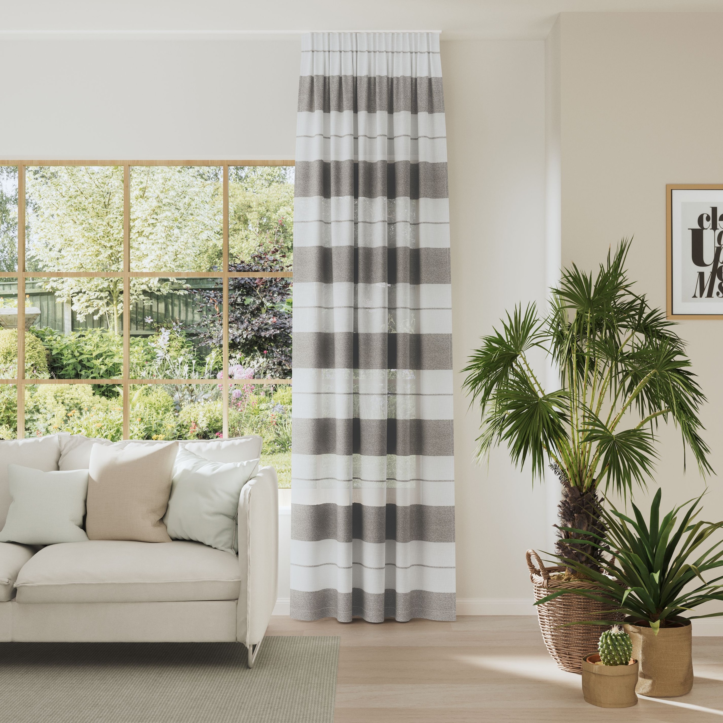 Neutex for you! Vorhang »FENJA« Multifunktionsband 1 Stk. tlg. Halbtransparenter Jacquardstoff mit Streifenstruktur