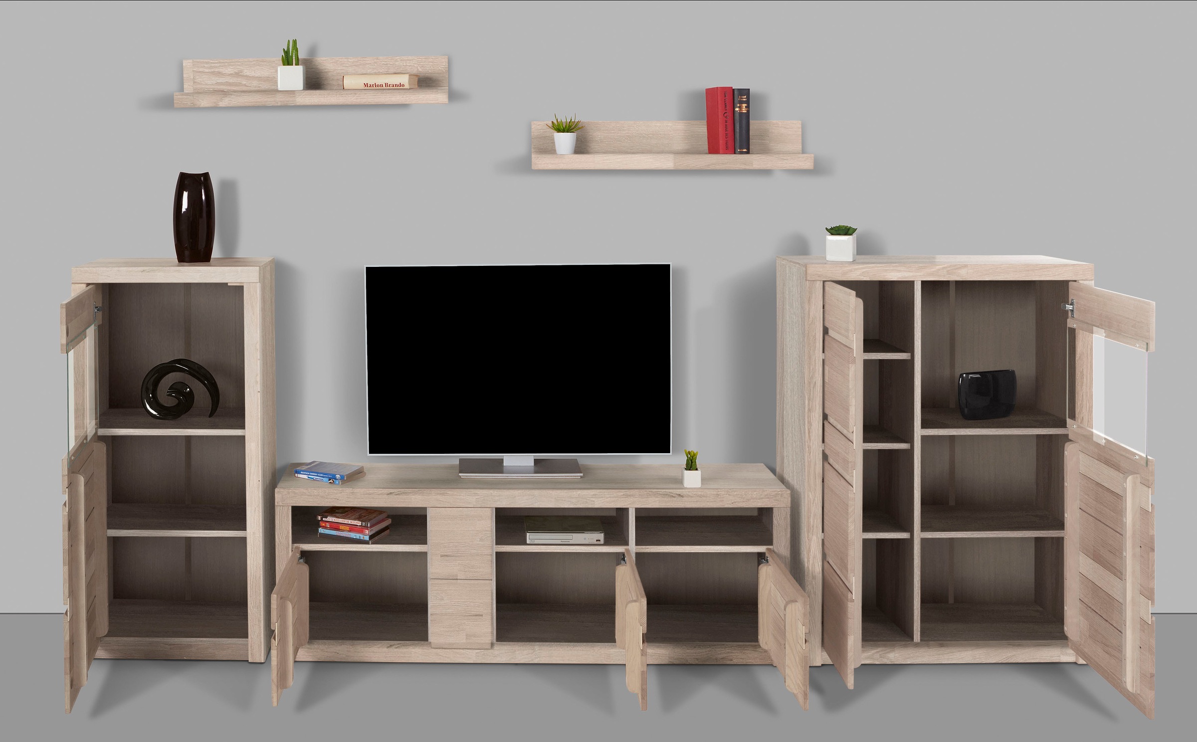 Home affaire Wohnwand "Silkeborg" Set, 5 Stk. tlg. teilmassiv mit schöner g günstig online kaufen