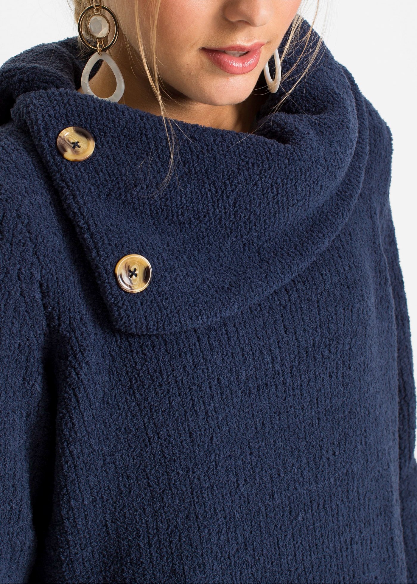bonprix Longpullover »Longpullover« weiches Material, mit Knöpfen am Kragen, Oversize-Passform