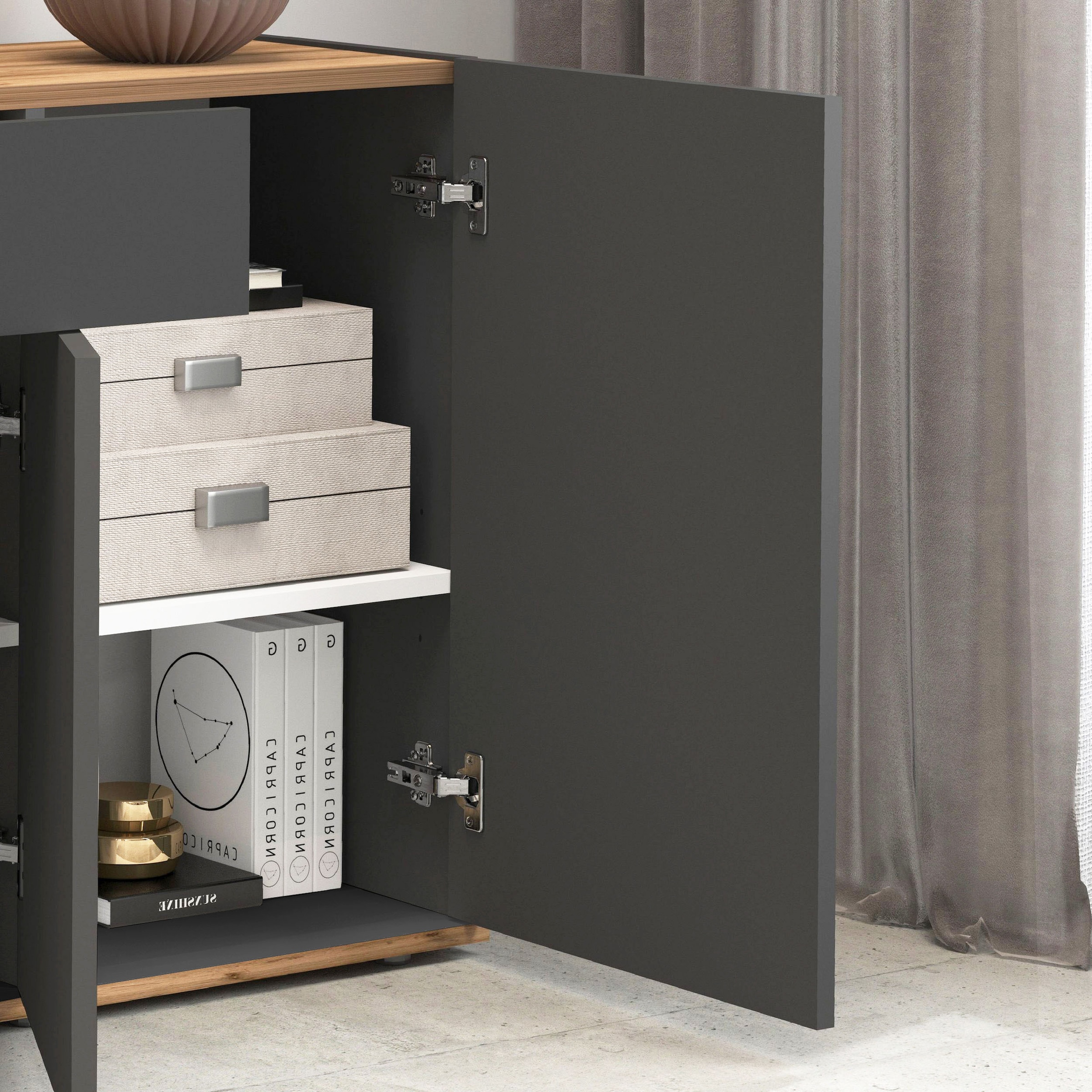 INOSIGN Sideboard »Garda, Kommode, Schrank, Kredenz«, 3 Türen, 1 Schublade, grifflos Breite 120,1 cm