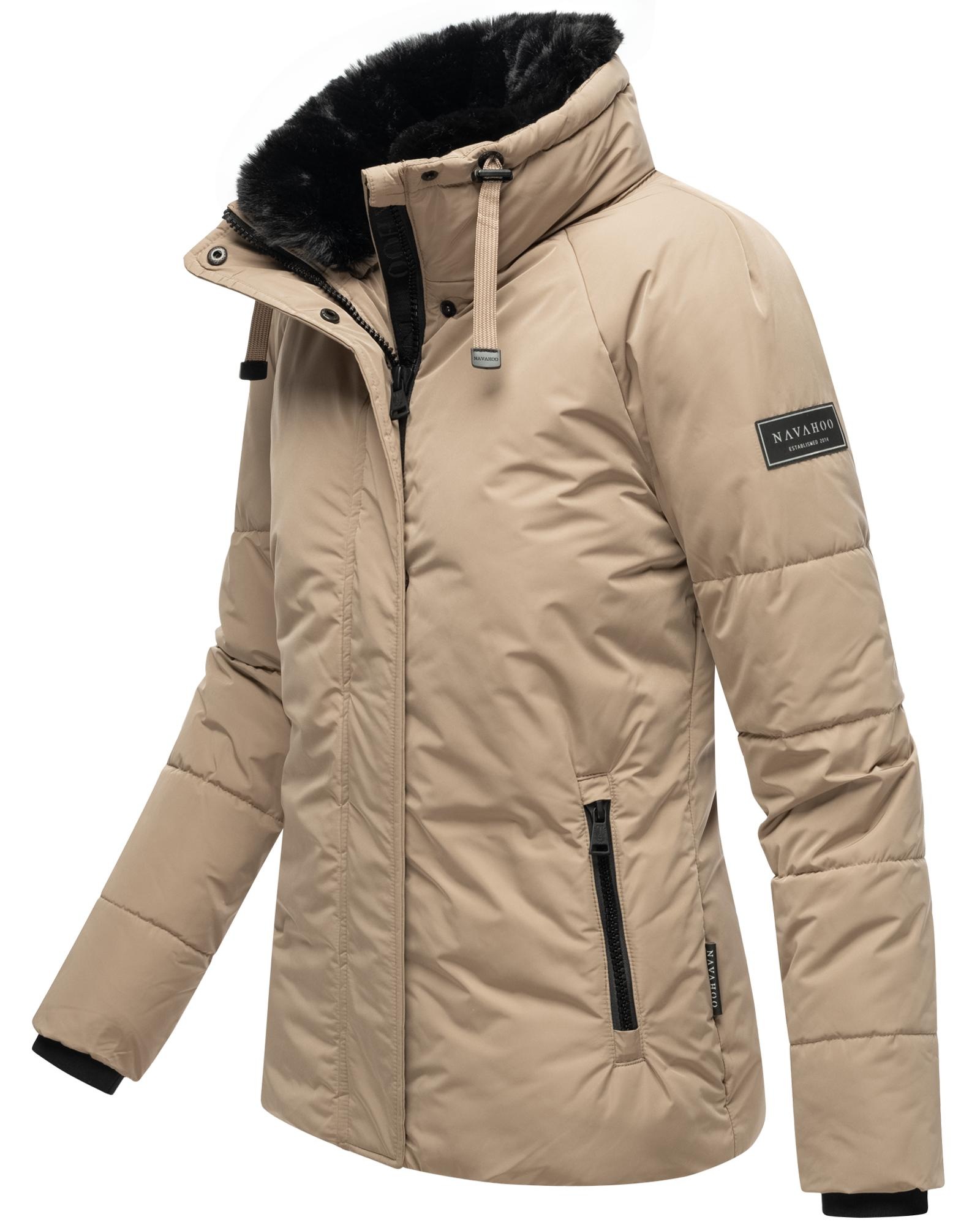 Navahoo Winterjacke »Frostii XIV«, ohne Kapuze, modische Damen Winter Steppjacke mit Kunstfellkragen