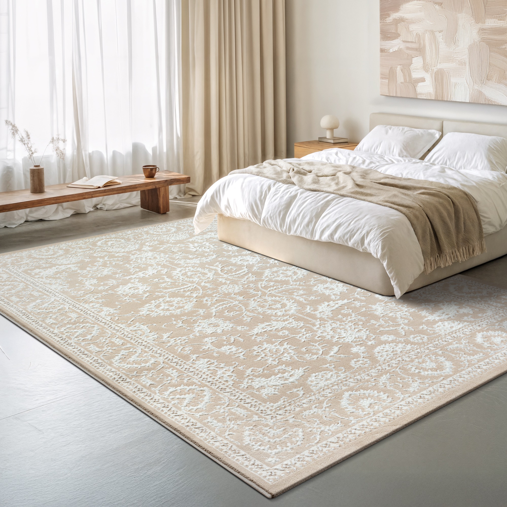 Sanat Teppich »Harmony 3221, auch als Läufer und rund« rechteckig 12 mm Höhe Wohnzimmer, Kurzflor, modern,  Orient Optik, Schlafzimmer