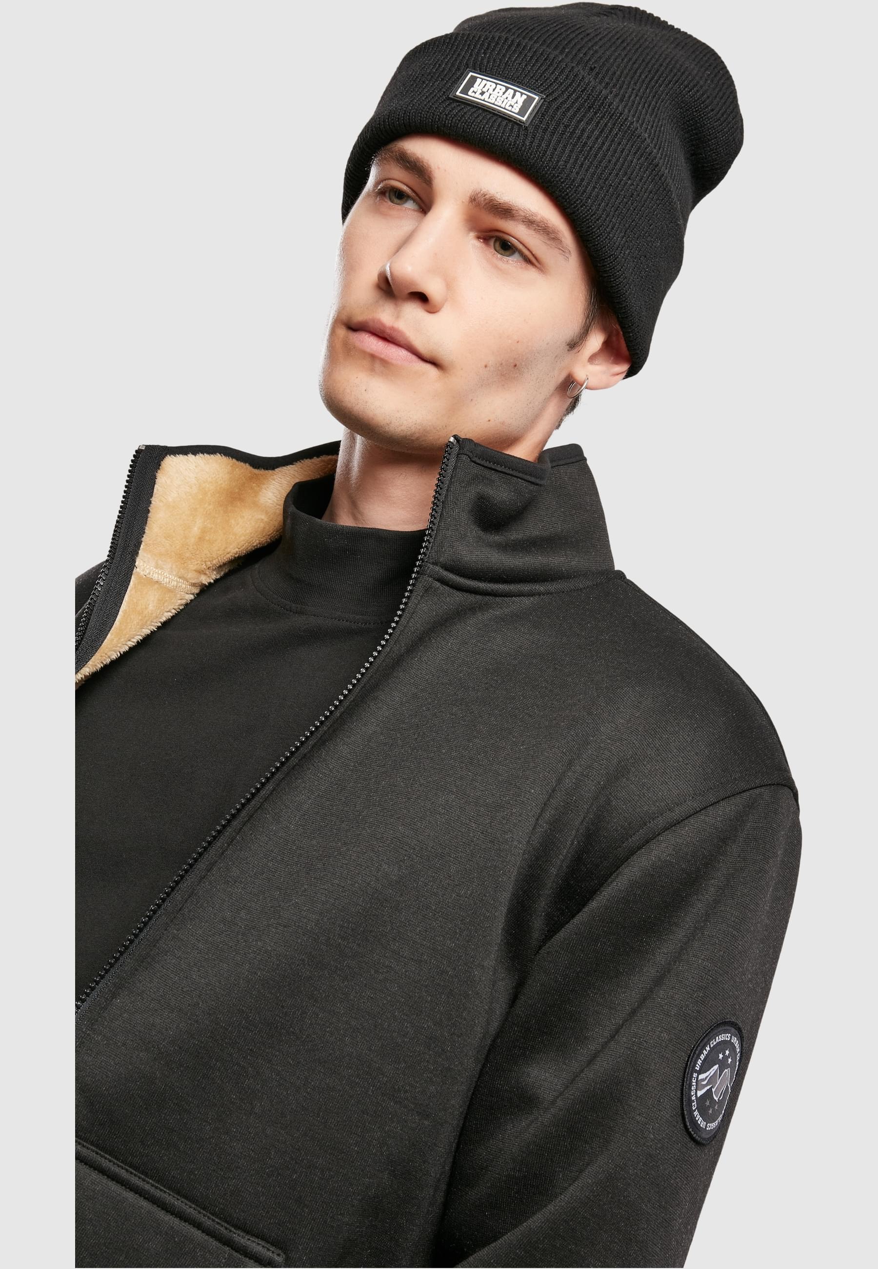 URBAN CLASSICS Anorak »Urban Classics Herren Teddy Bonded Zip Jacket«, (1 St.), ohne Kapuze