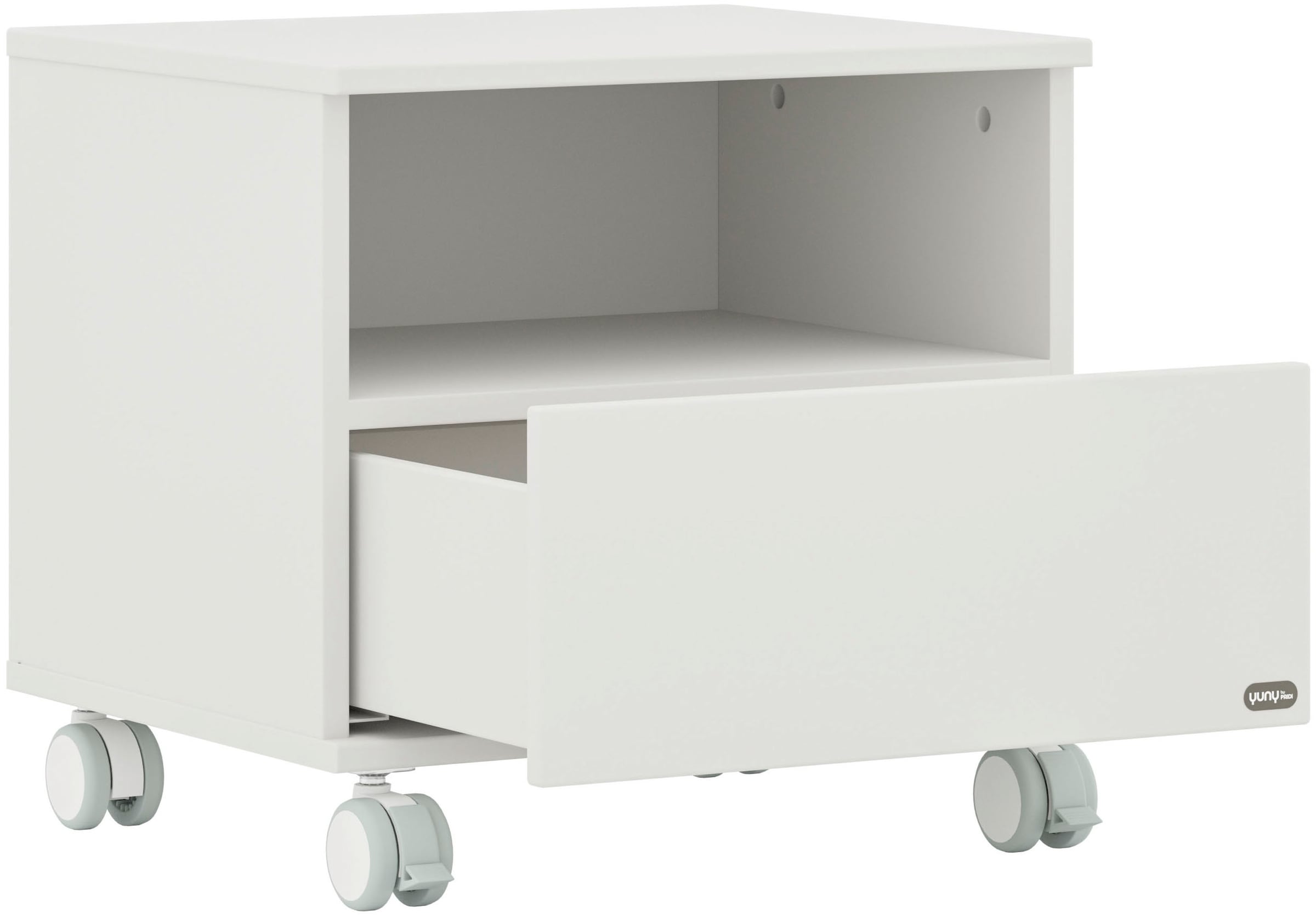 PAIDI Nachtkommode »CUTIE LEA in Weiß, Schublade mit Soft-Close« B/H/T ca. 48/45/40cm, Off-White,  moderner & stabiler Nachttisch aus Holz, feststellbare Rollen