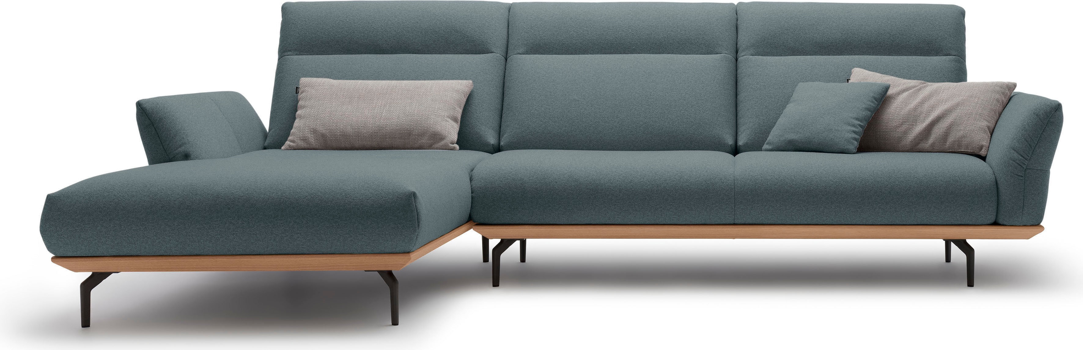 Creation BY ROLF BENZ Ecksofa "CR.460 Design-Sofa, verstellbare Rückenlehne, L-Form" Sockel in Eiche, Winkelfüße in Umbragrau, Breite 318 cm