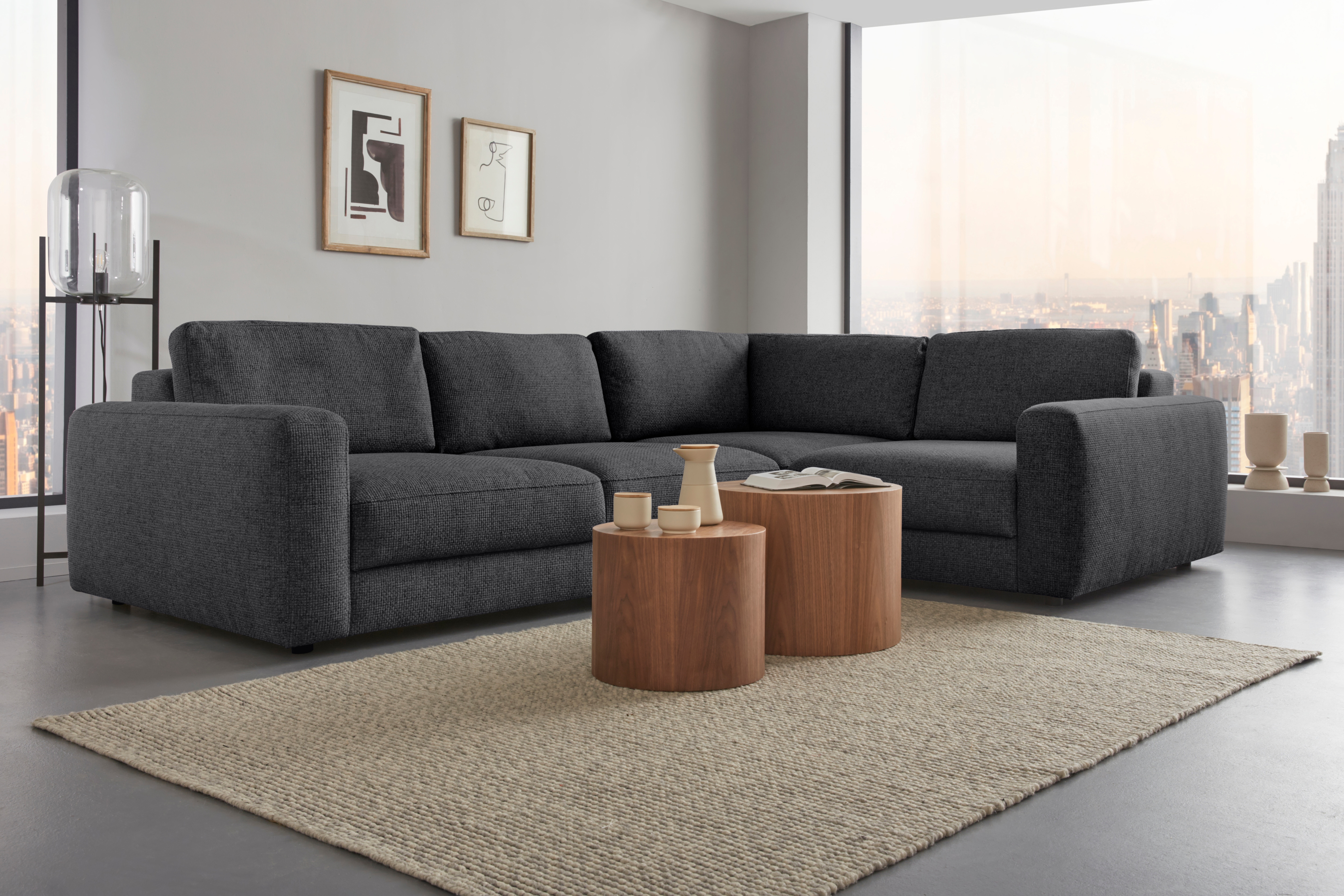 Home affaire Ecksofa "Bloomfield, Breite 304cm, Mega Polsterecke mit viel Platz, L-Form" extra tiefe Sitzfläche, wahlweise mit Sitztiefenverstellung