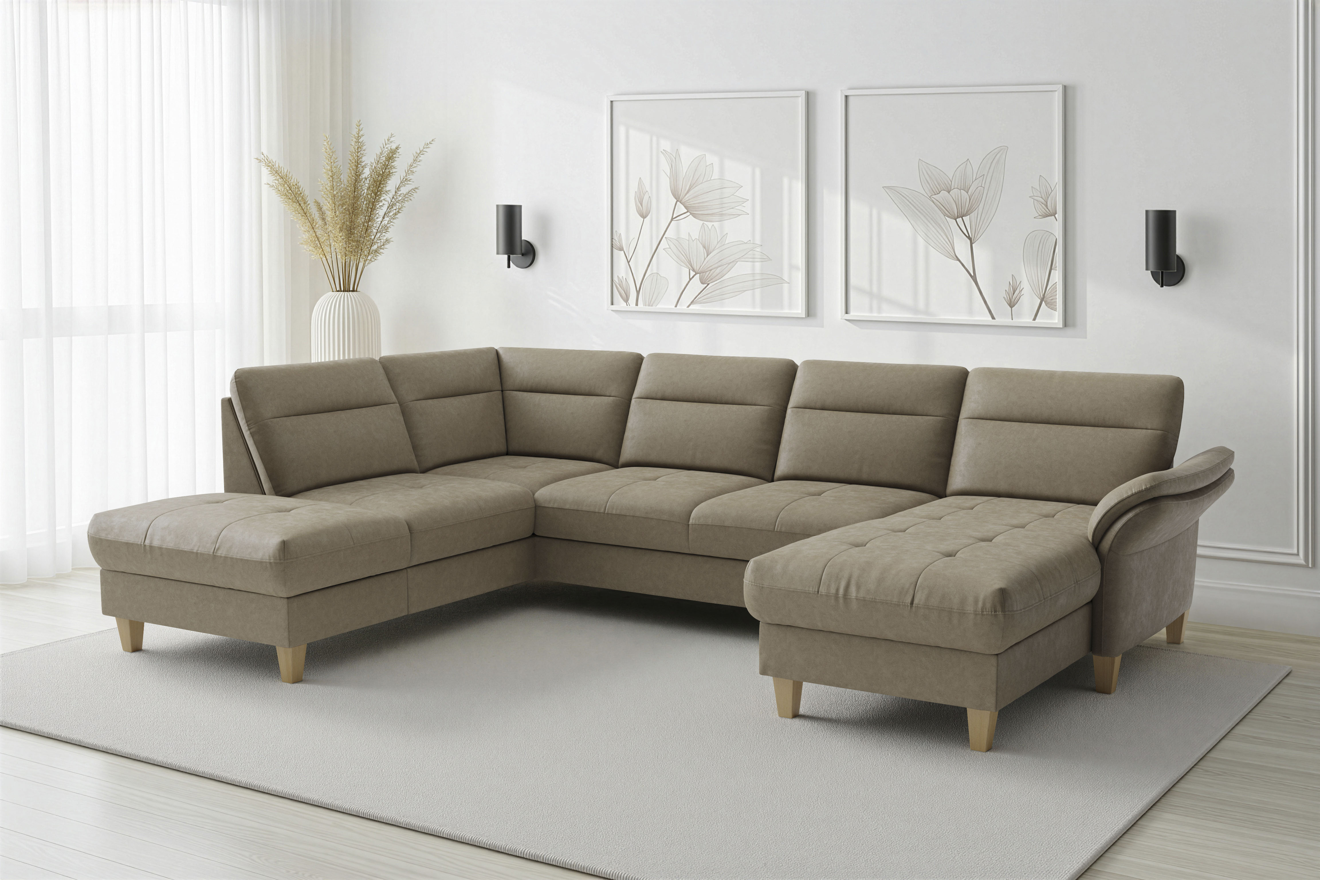 sit&more "Pamela U-Form, B: 292 cm, optional Schlaffunktion & Bettkasten" mit Federkern