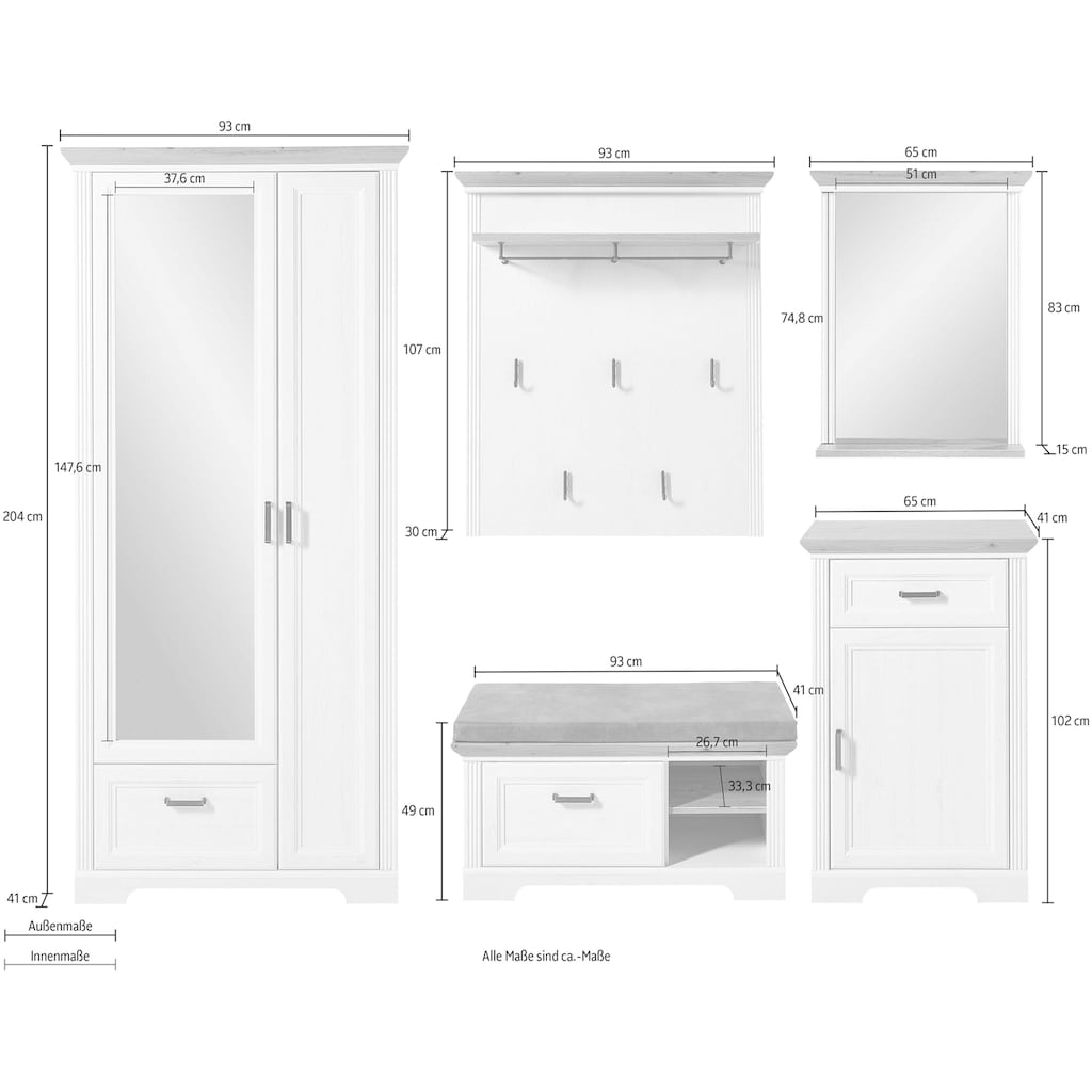 Innostyle Garderoben-Set »Jasmin«, (Set, 5 St.)