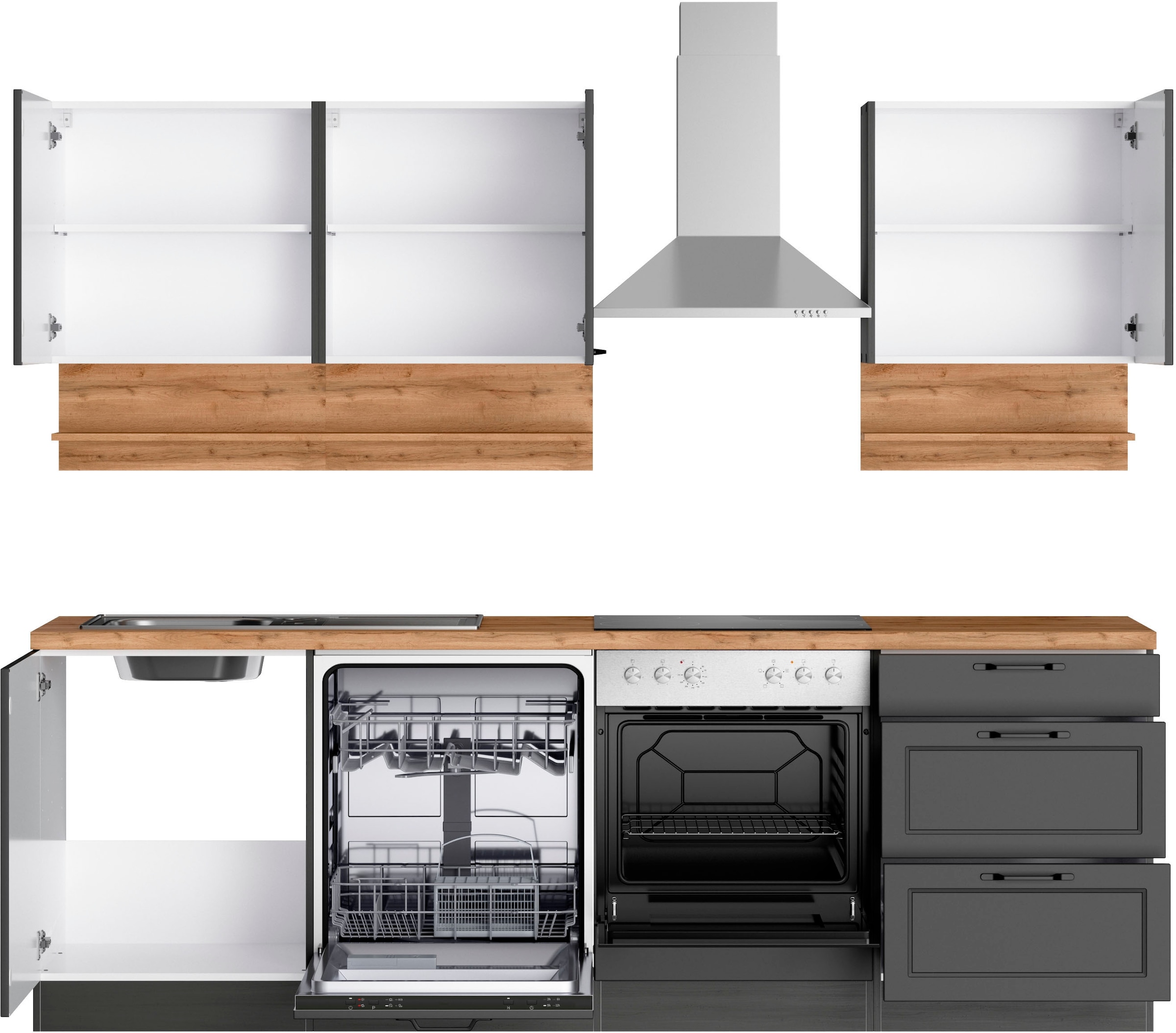 Kochstation Küche »KS-Lana«, 240 cm breit, wahlweise mit oder ohne E-Geräte