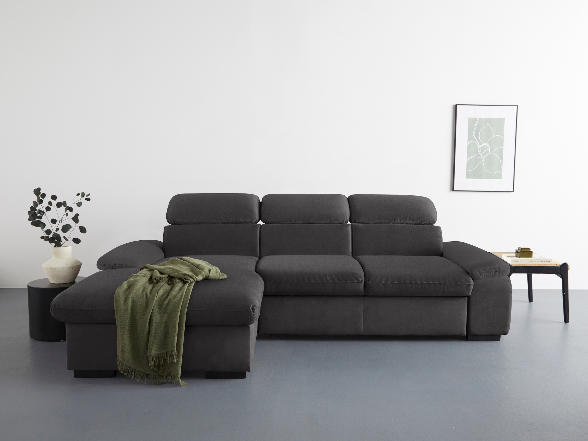 COTTA Ecksofa "Lola L-Form mit Kopfteilfunktion & Hocker" wahlweise mit Bet günstig online kaufen