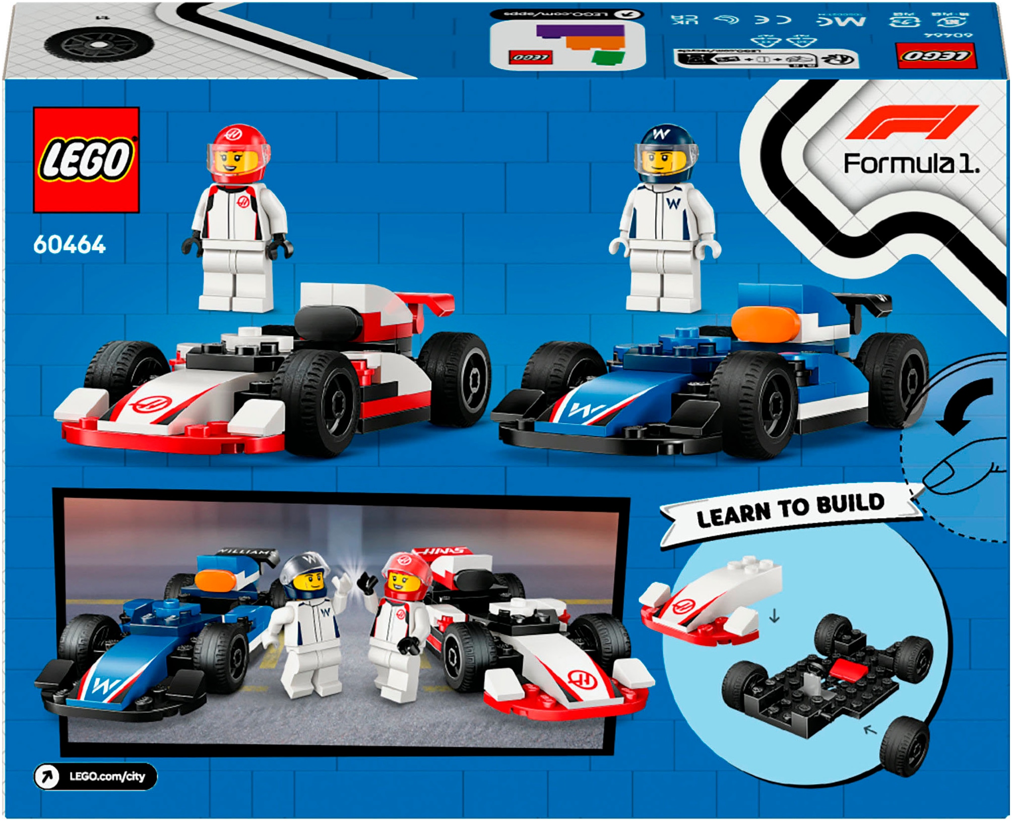 LEGO® Konstruktionsspielsteine »F1® Williams Racing und Haas F1® Rennautos (60464), LEGO City«, (92 St.), Made in Europe