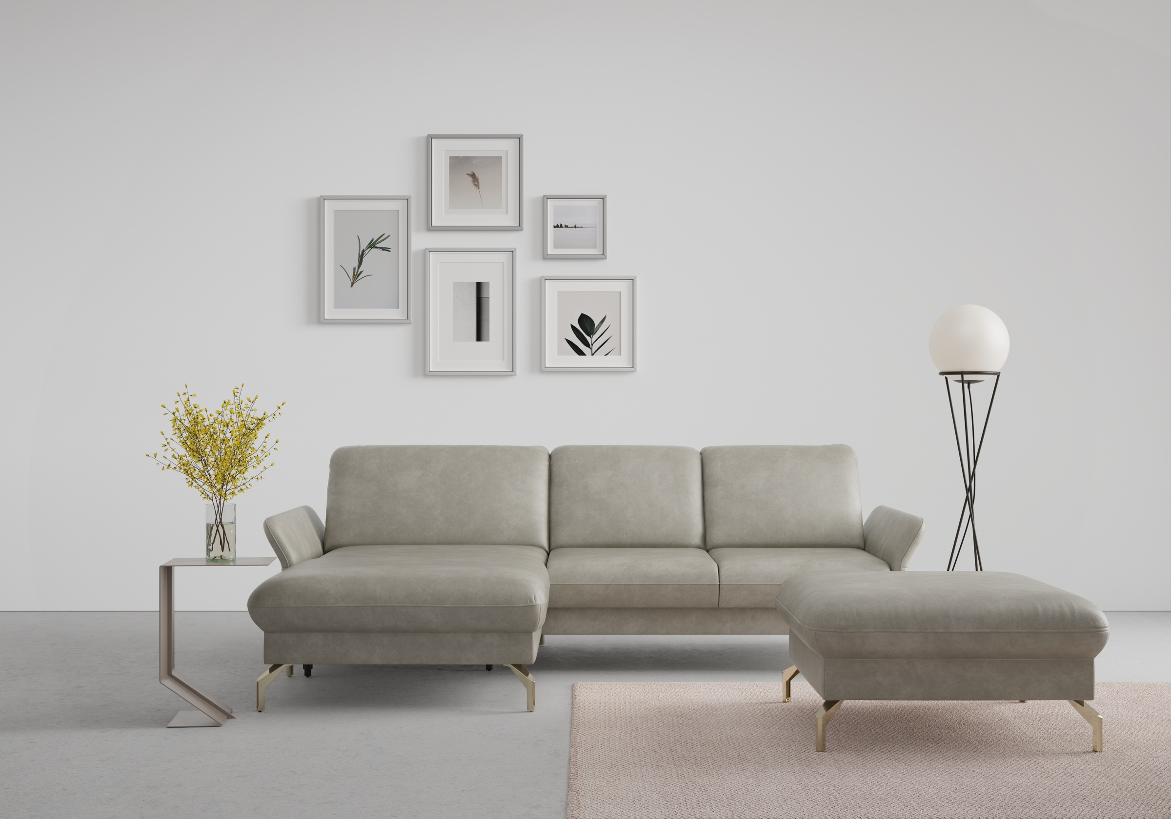 sit&more Ecksofa "Fashion L-Form" wahlweise mit Kopfteilverstellung, Vorziehsitz, motorisch, Nickelfüße