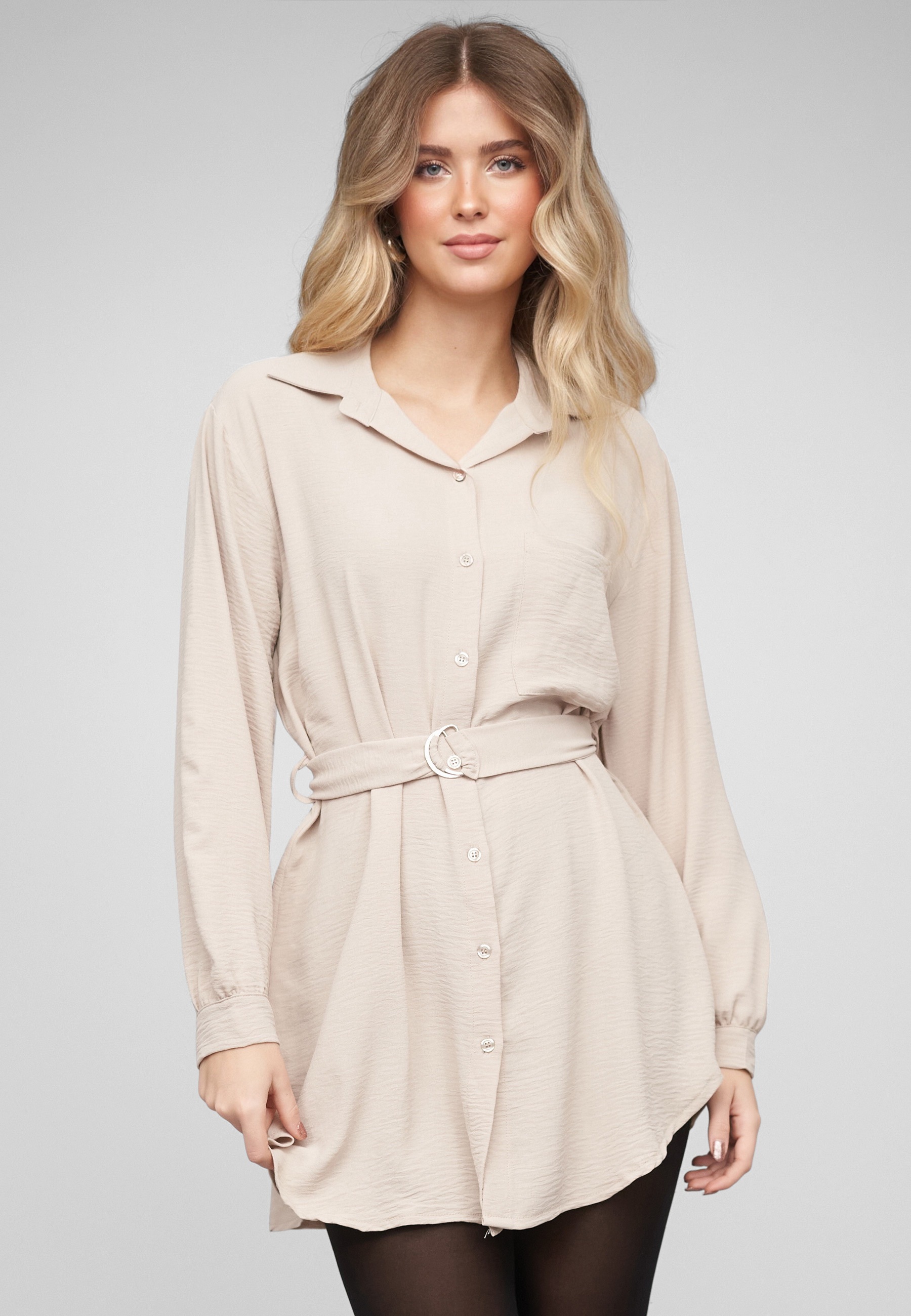 CLOUD 5IVE A-Linien-Kleid »CLOUD 5IVE Longsleeve Dress with tie-belt« 1 tlg.