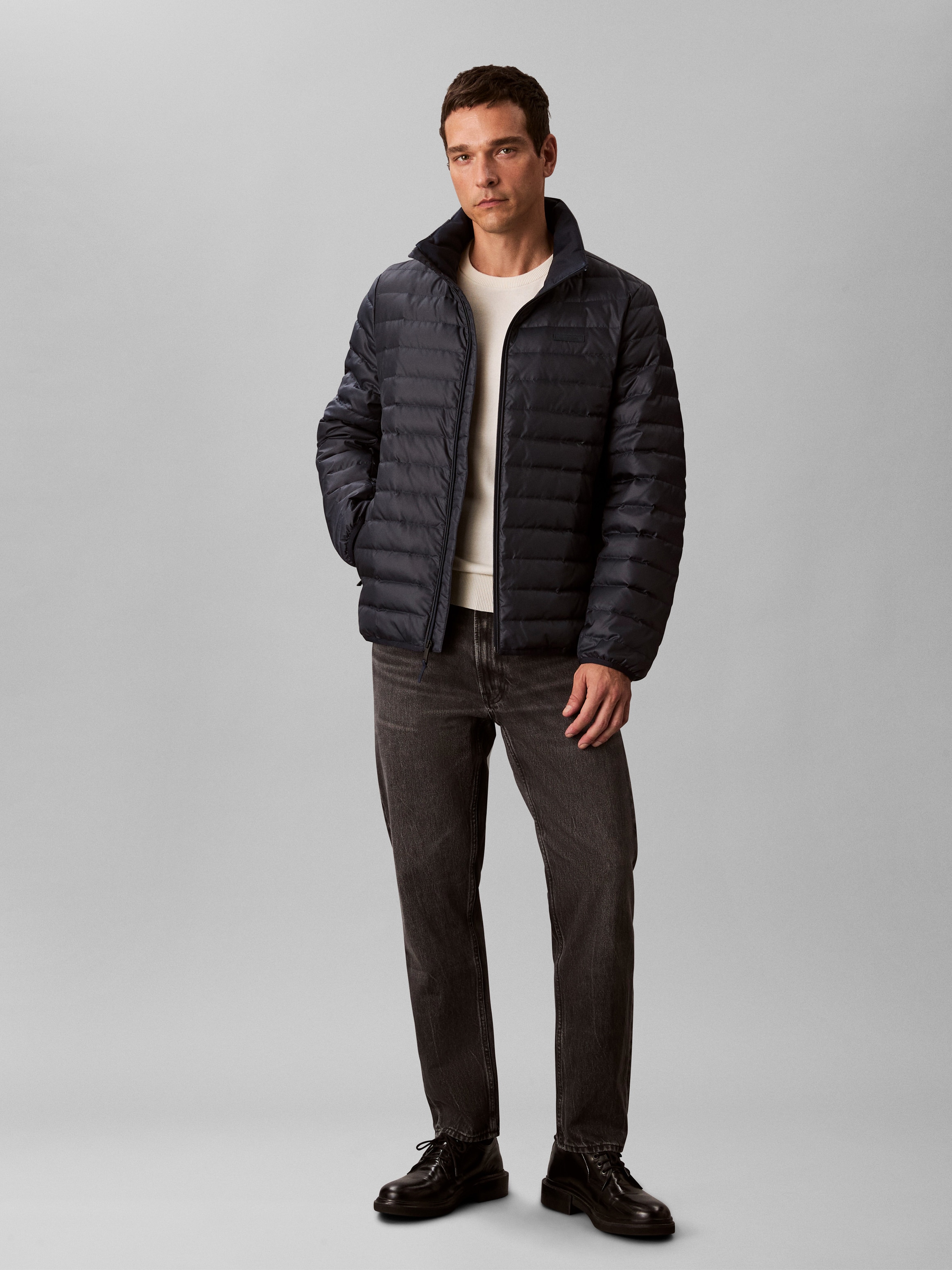 Calvin Klein Steppjacke »LS LT WT NYLN CHNNLD«, ohne Kapuze, Mit Rundhalsausschnitt