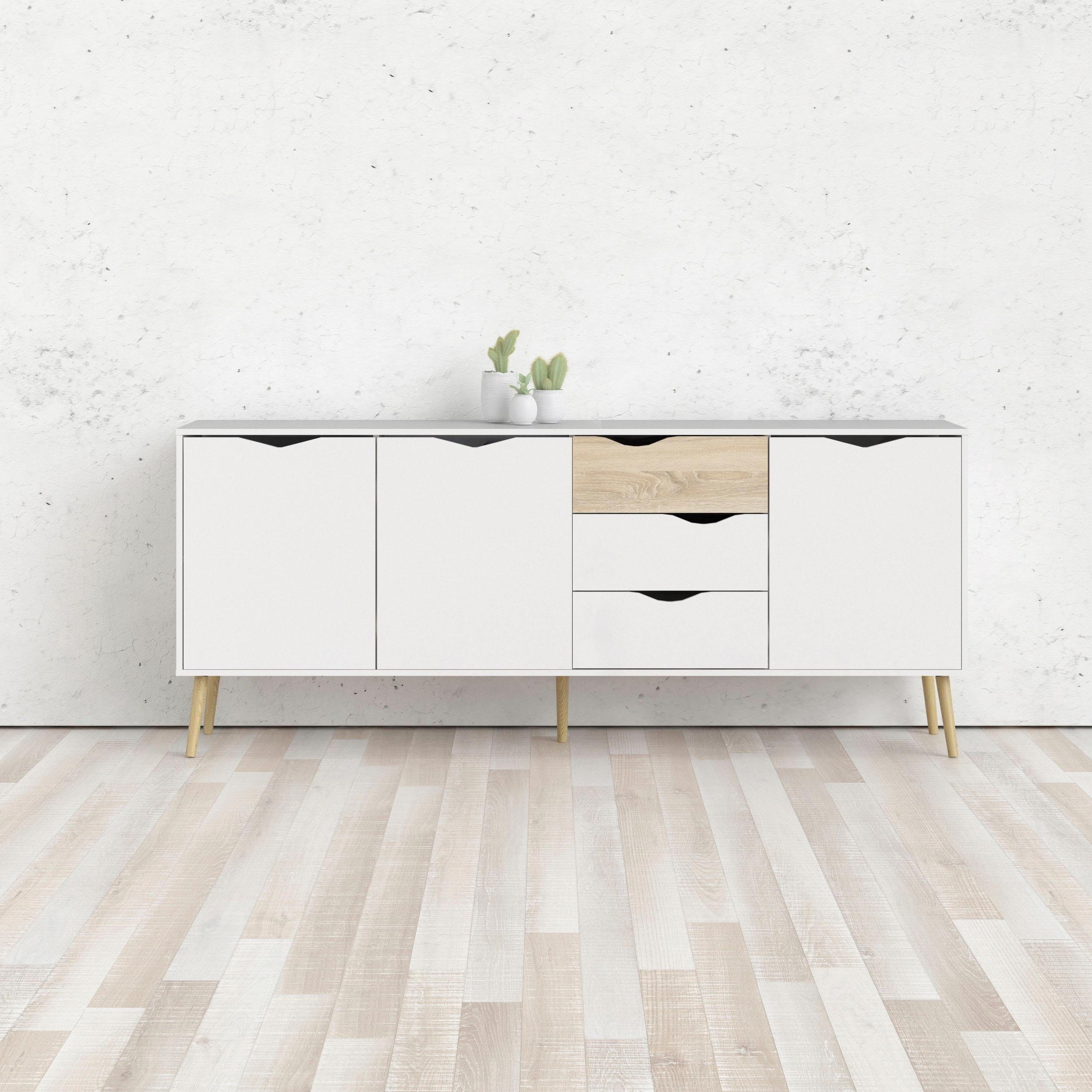 Home affaire Kommode "Oslo, Sideboard, Aufbewahrung, Schubladenschrank, Stauraum" Breite 196 cm, Höhe 82 cm, 3 Türen und 3 Schubladen