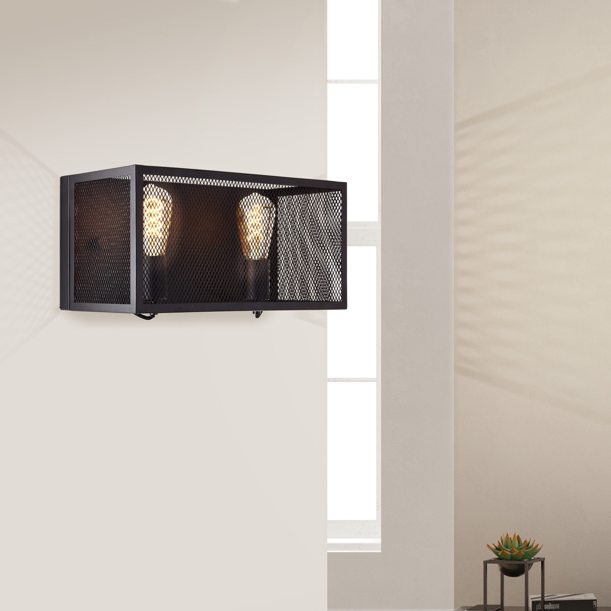 Brilliant Wandleuchte »Maze«, 2 flammig, Leuchtmittel E27 | ohne Leuchtmittel, 20 x 40 x 20 cm, 2 x E27, max. 40 W, Metall, schwarz korund