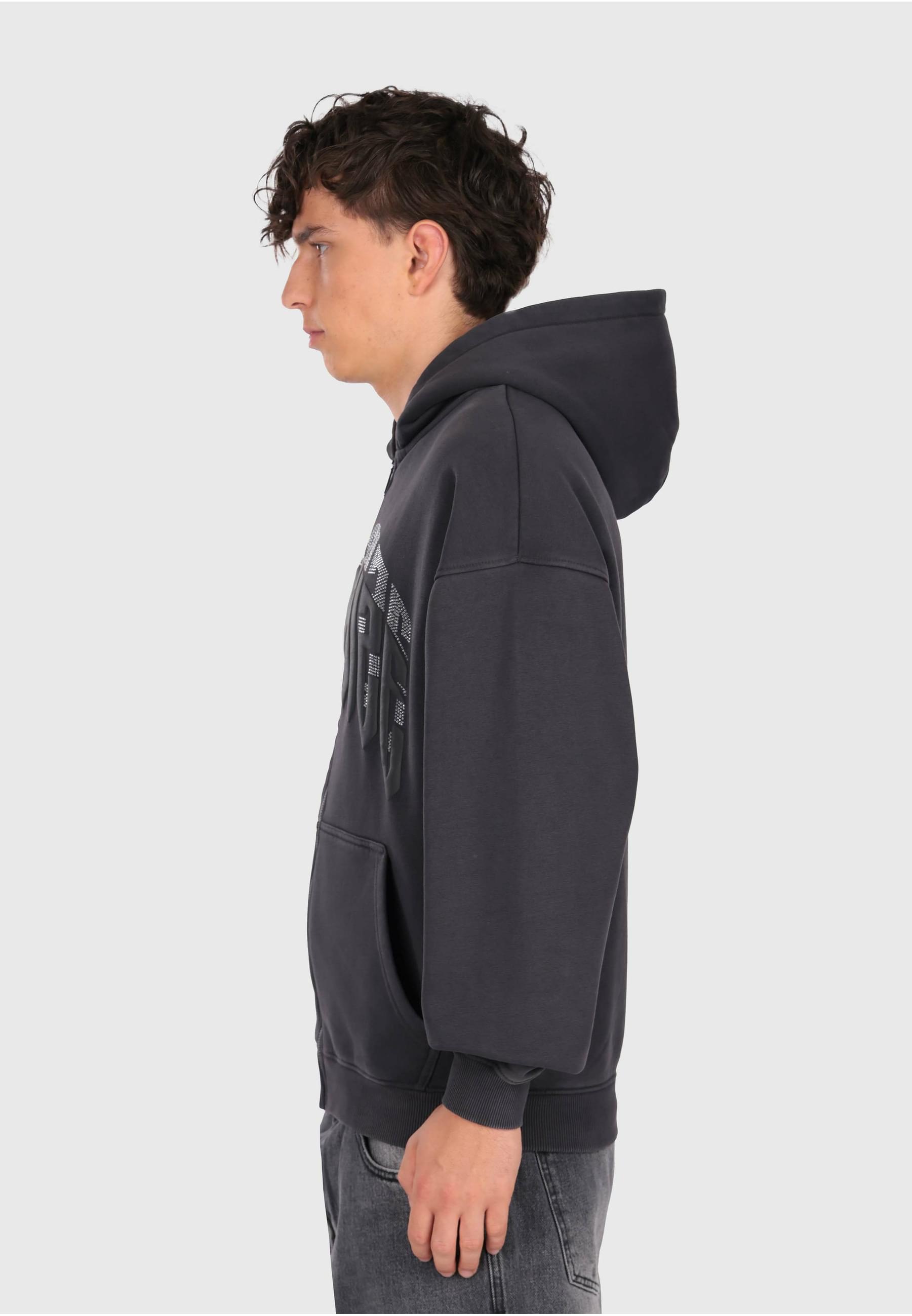 Dropsize Sweatjacke »Dropsize LAYERED RHINESTONE PRINT ZIP HOODIE«
