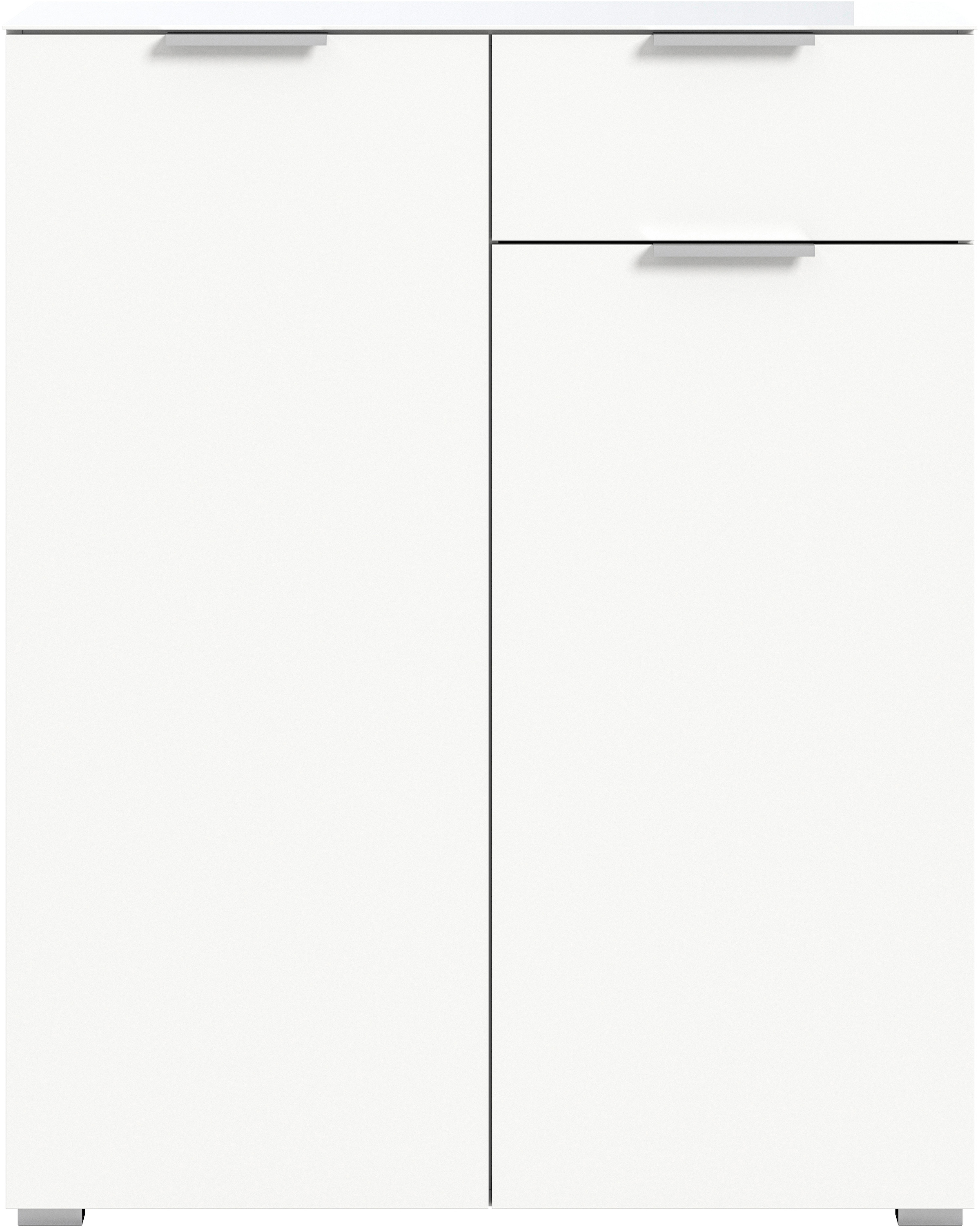 INOSIGN Kommode »Raio, Breite 90 cm, 2 Türen, 1 Schubkasten, Oberboden mit Glasplatte«, Anrichte, Sideboard, Highboard, Schrank