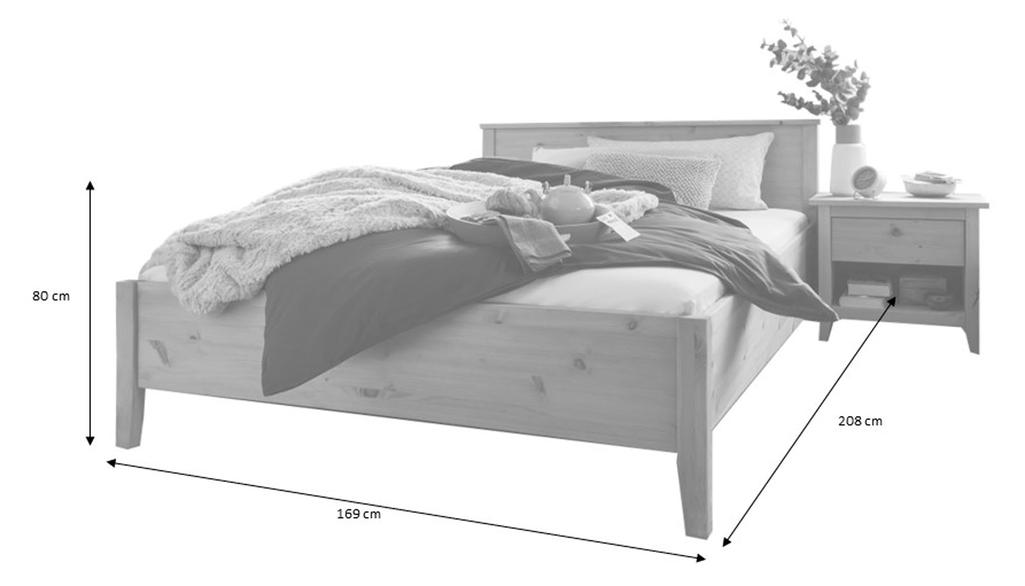 Lüttenhütt Massivholzbett »Solvita«, Doppelbett in verschiedenen Größen, Kiefer massiv