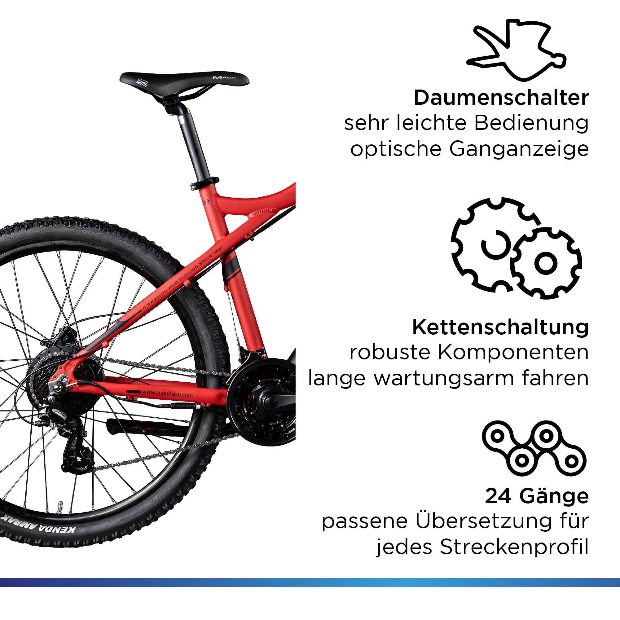 Zündapp E-Bike »Z898«, 24 Gang, Heckmotor 250 W, E-Bike E Mountainbike 27,5 Zoll Pedelec 170 - 190 cm Hardtail MTB