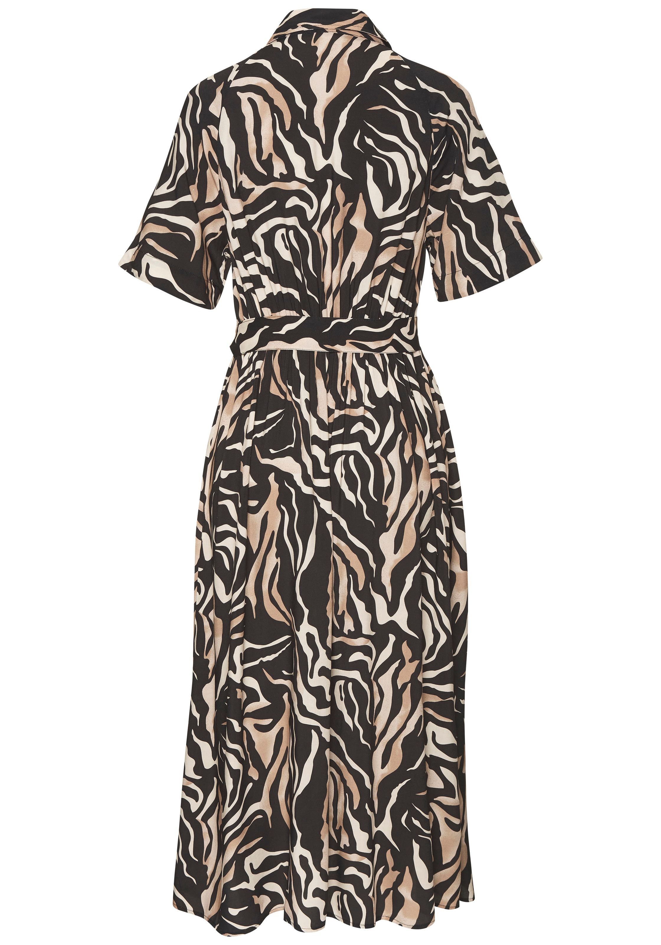 Hemdblusenkleid VIVANCE, Damen, Gr. 46, N-Gr, schwarz, braun bedruckt, Web, Obermaterial: 100% Viskose, bedruckt, figurumspielend ca. Mitte Wade, Rundhals, Raglanärmel, Kleider, kleiner Blusenkragen und Sommerlicher Alloverduck 3