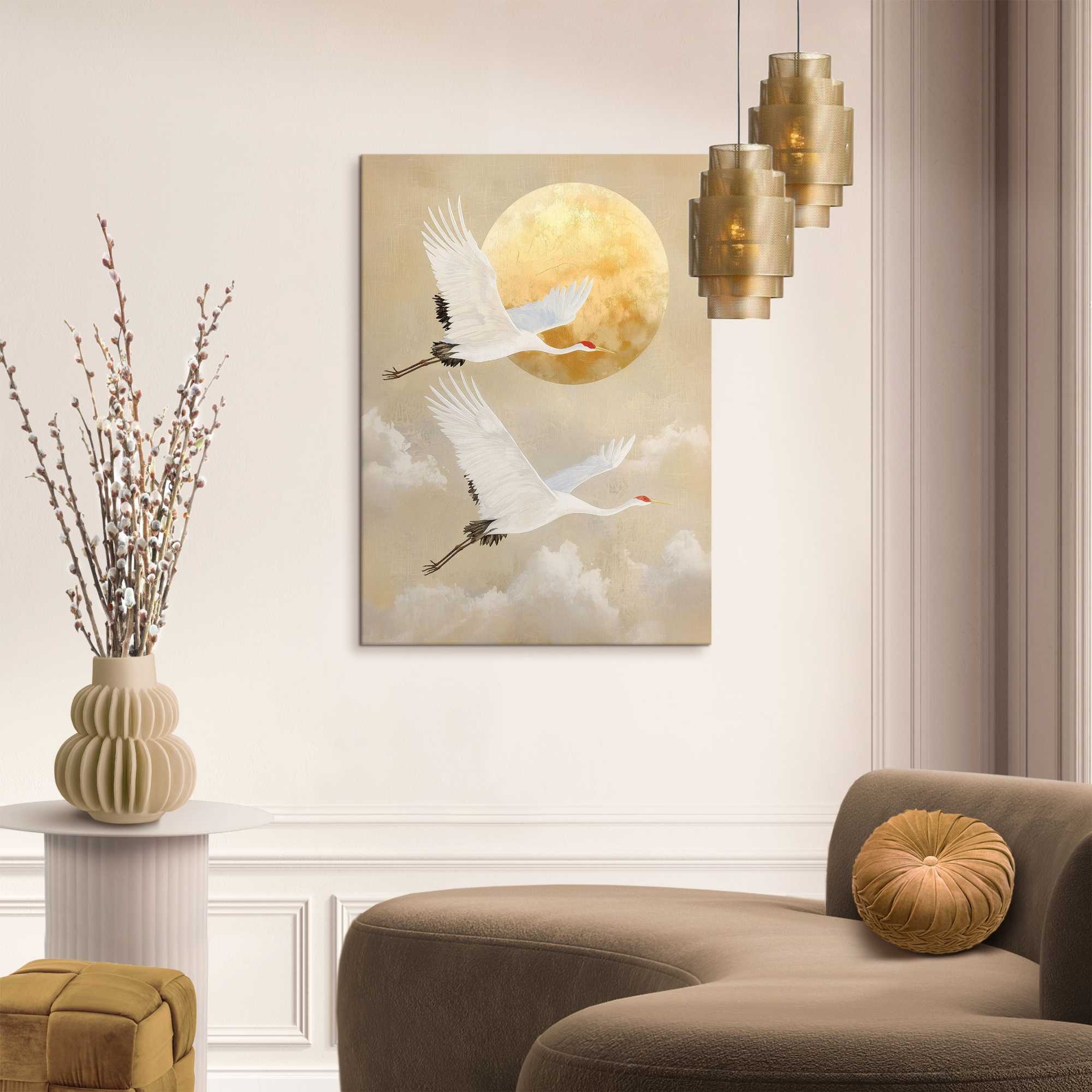 Reinders! Leinwandbild »Kräne«, Wohnzimmer - Mond - Beige - Leinwand - Tiere - 50x70 cm