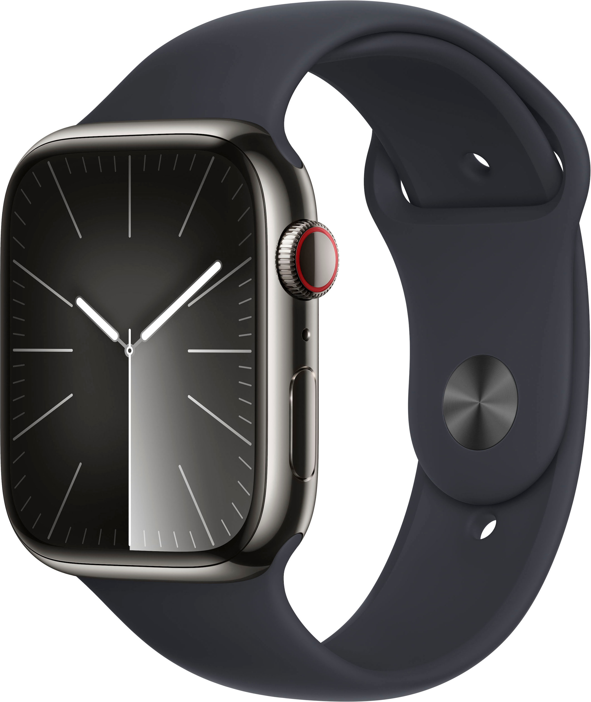 Apple Smartwatch »Watch Series 9 GPS + Cellular Stainless Steel 45mm S/M«, (Watch OS 10 Sport Band)