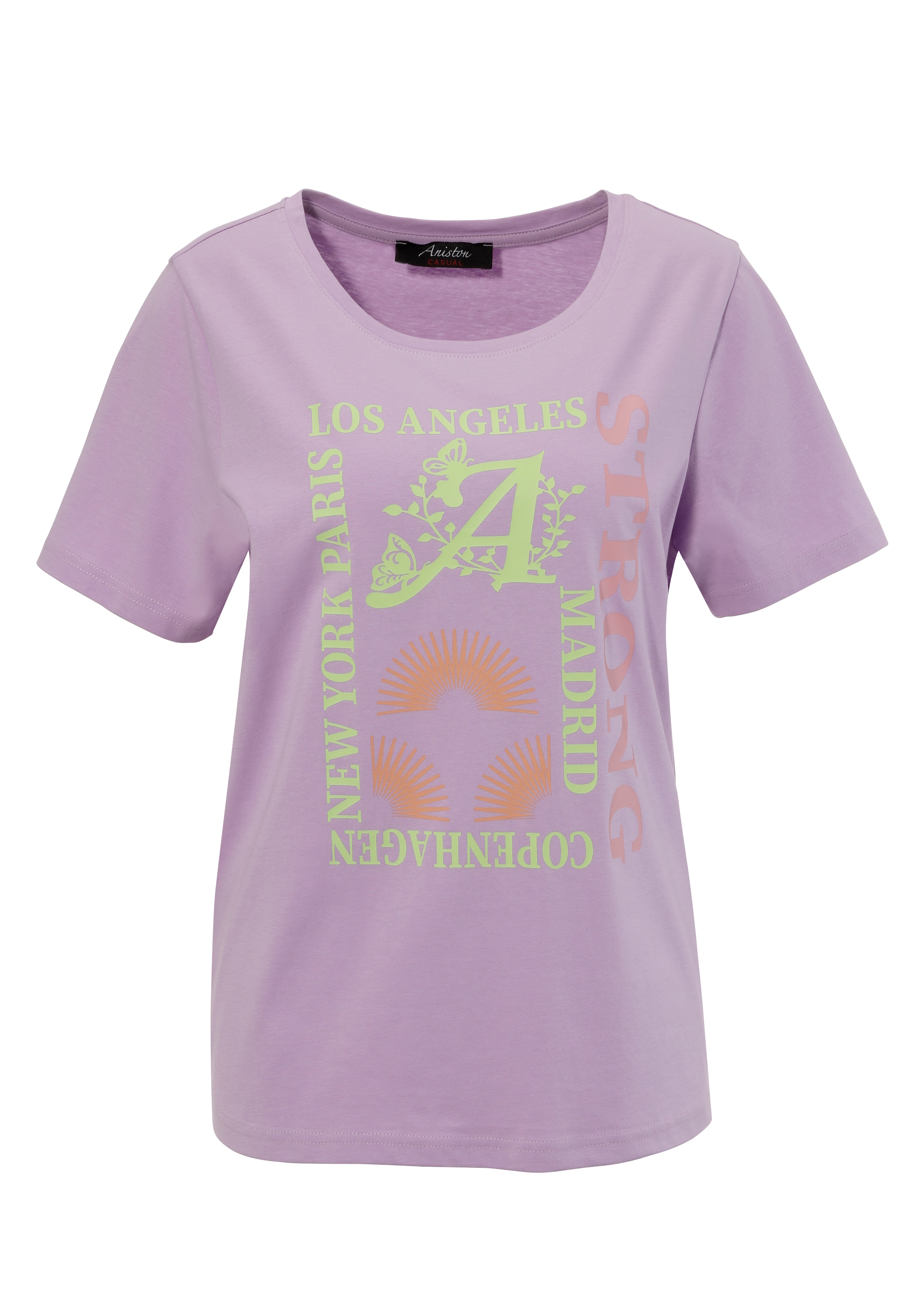 Aniston CASUAL T-Shirt, mit farbharmonischen Frontprint aus Foliendruck