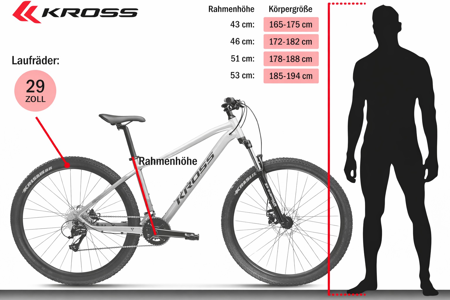 Kross Mountainbike »Hexagon 4.0« 16 Gang Shimano ACERA M3020 Schaltwerk Kettenschaltung