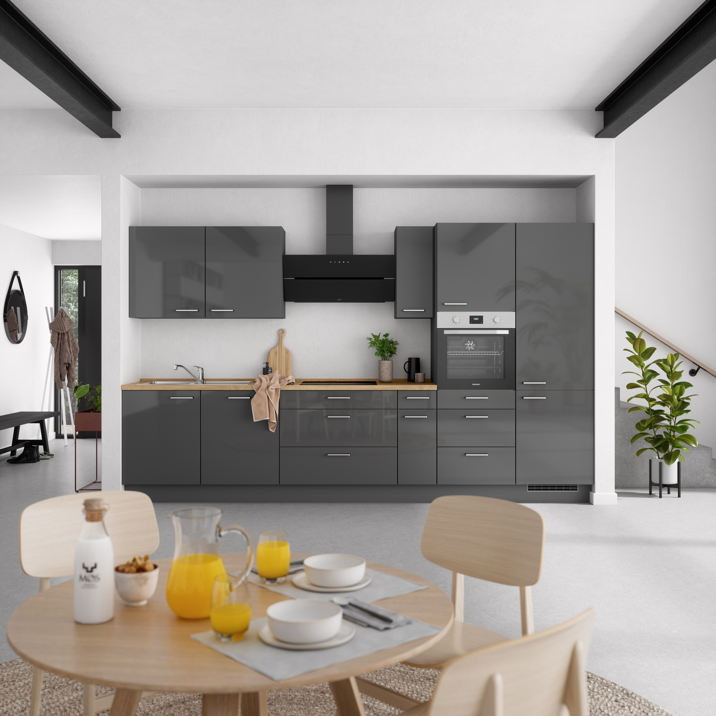 nobilia® Küchenzeile »"Flash II"«, vormontiert, Ausrichtung wählbar, Breite 360 cm, wahlw. mit E-Geräten